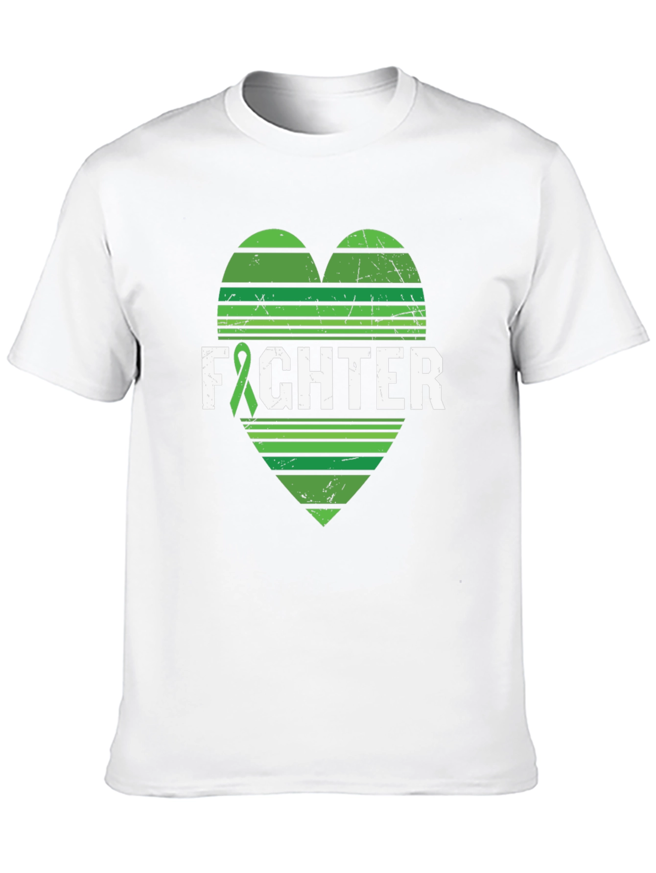 Fighter T-Shirt Green Ribbon Heart Tee