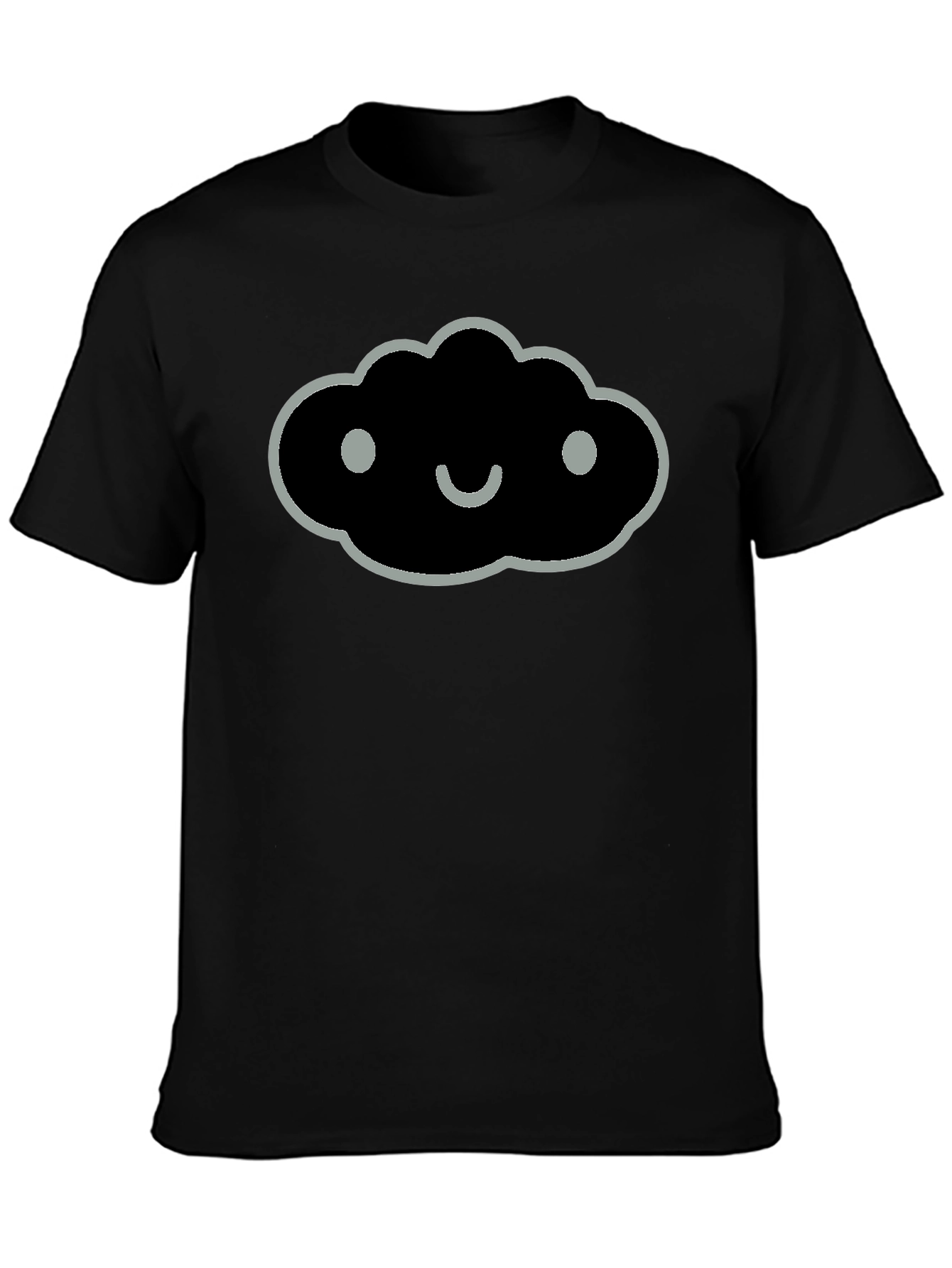 Smiling Cloud Graphic Tee - Soft Black Cotton Blend
