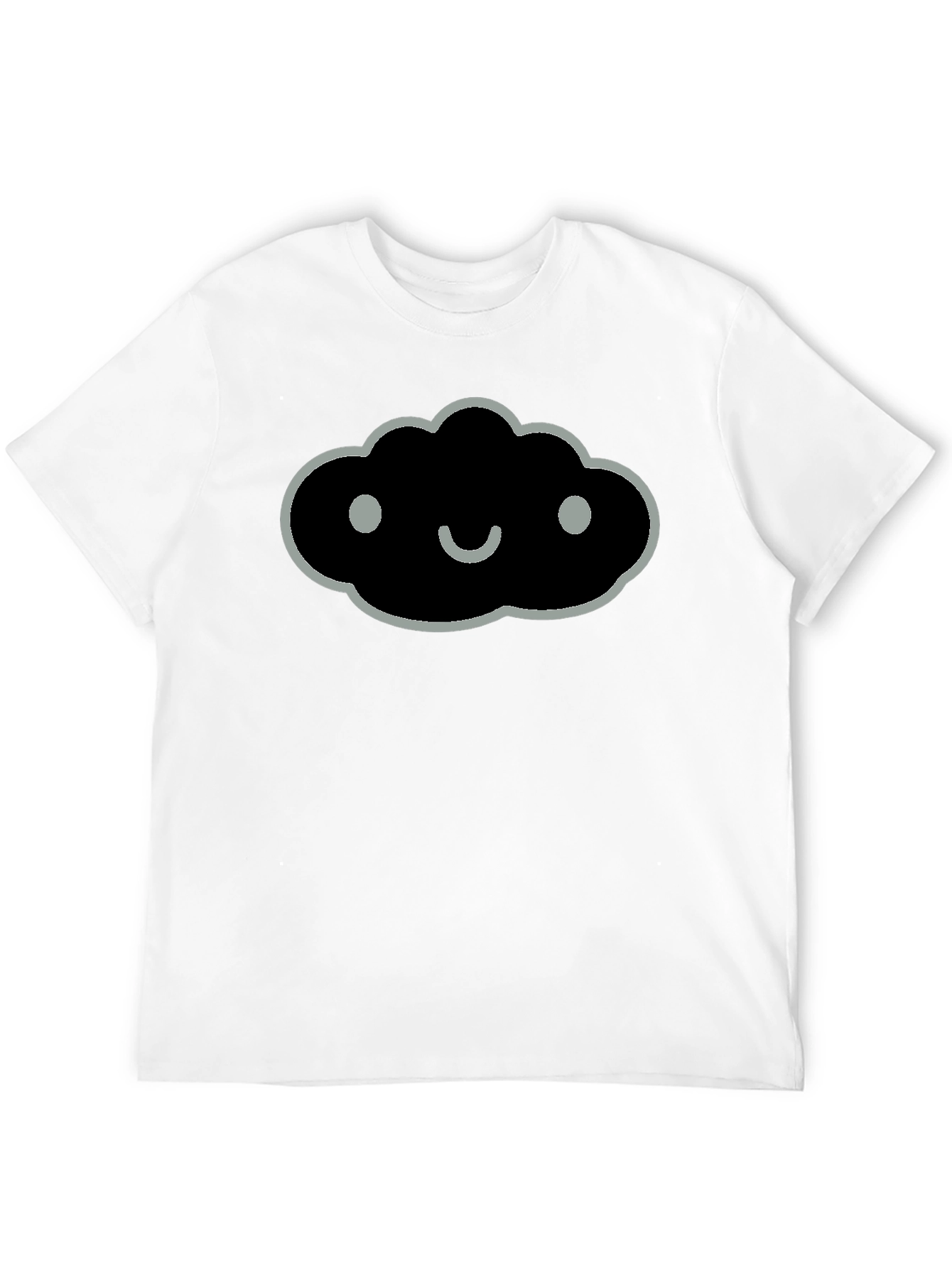 Smiling Cloud Graphic Tee - Soft Black Cotton Blend