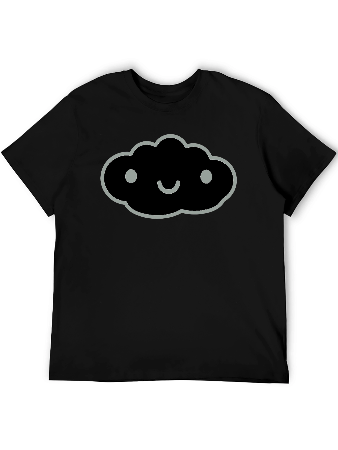 Smiling Cloud Graphic Tee - Soft Black Cotton Blend