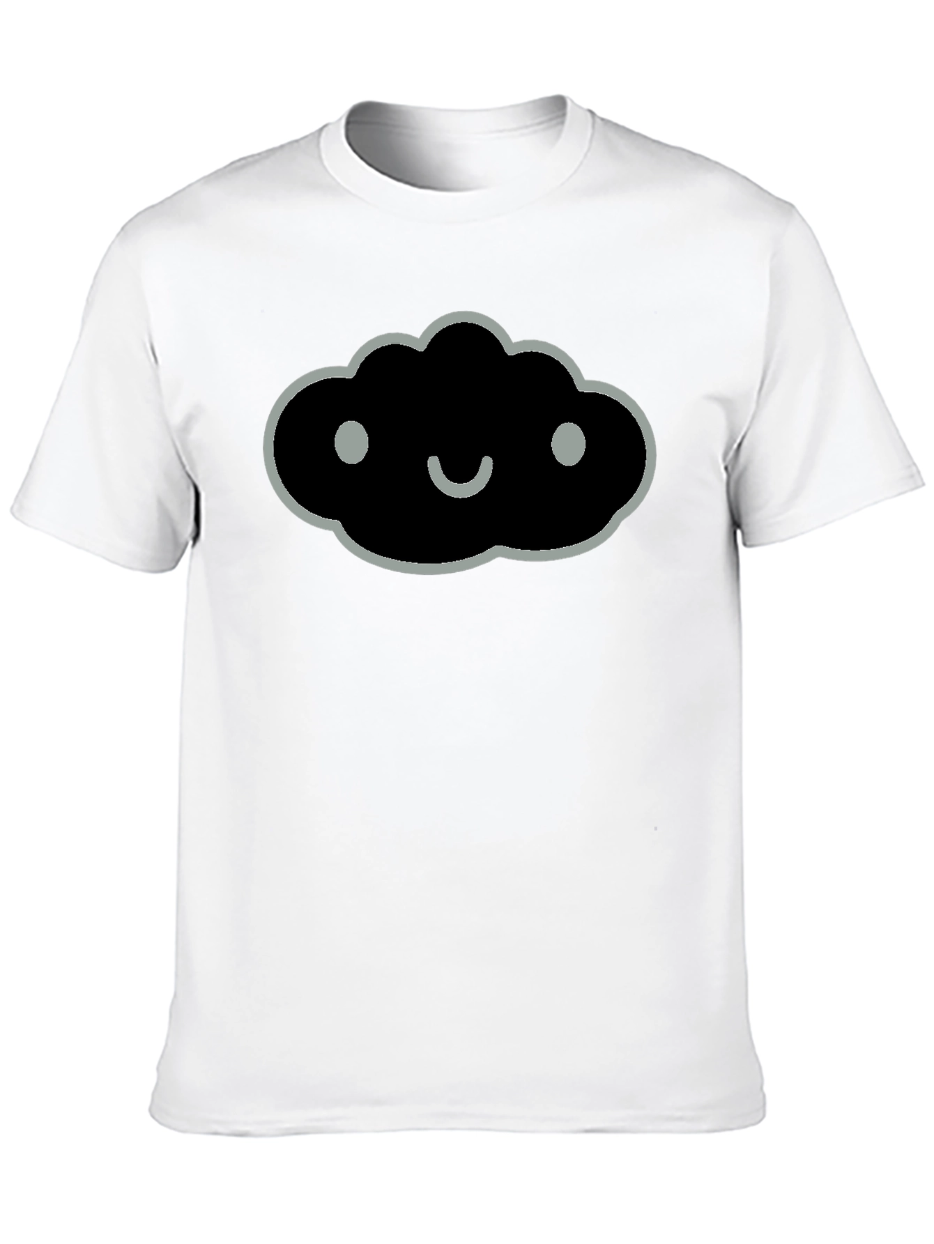 Smiling Cloud Graphic Tee - Soft Black Cotton Blend