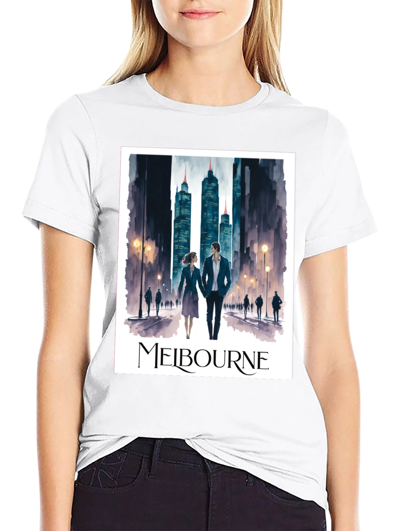 Melbourne Cityscape Graphic Tee - Stylish Travel Souvenir