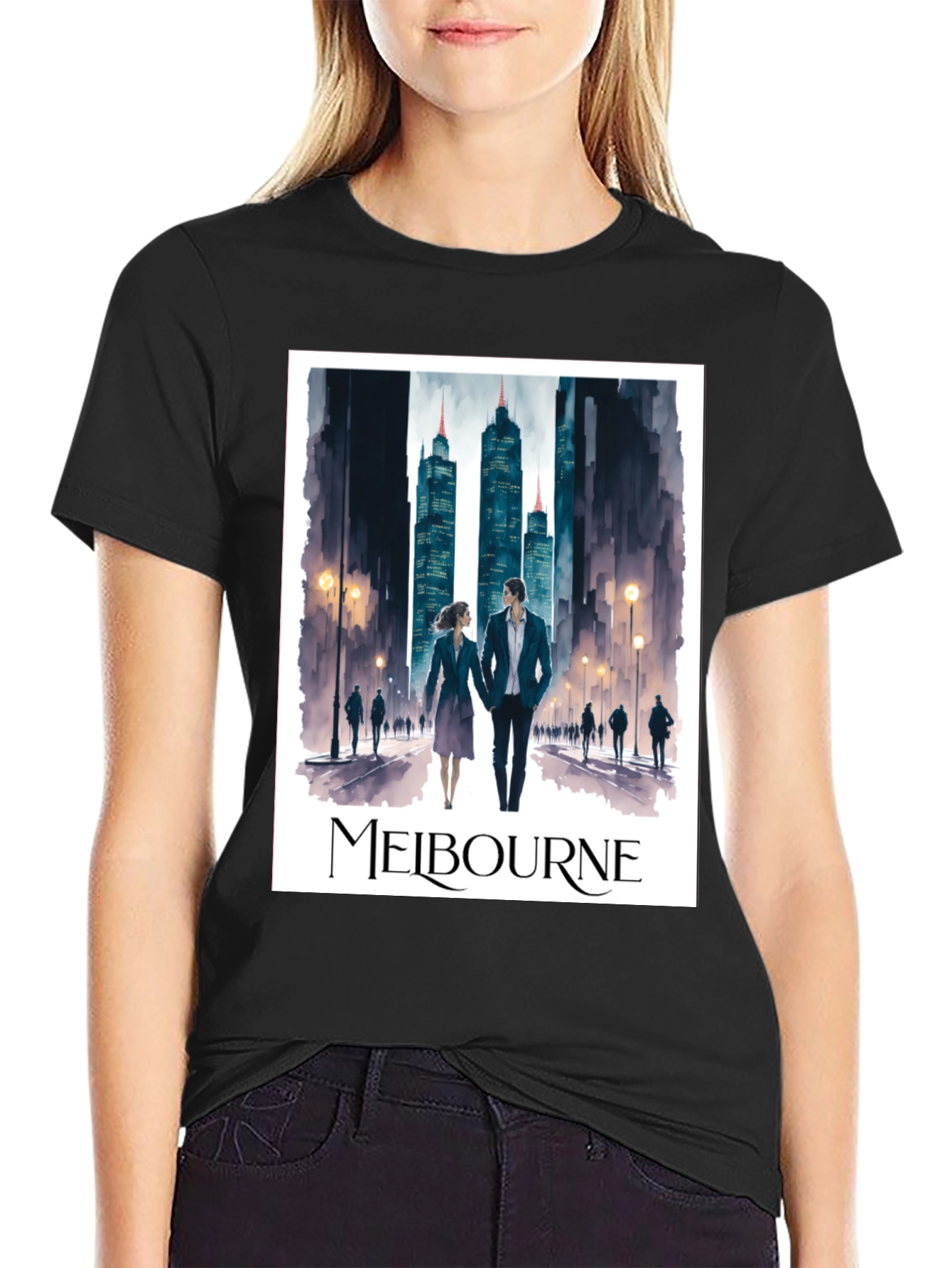 Melbourne Cityscape Graphic Tee - Stylish Travel Souvenir