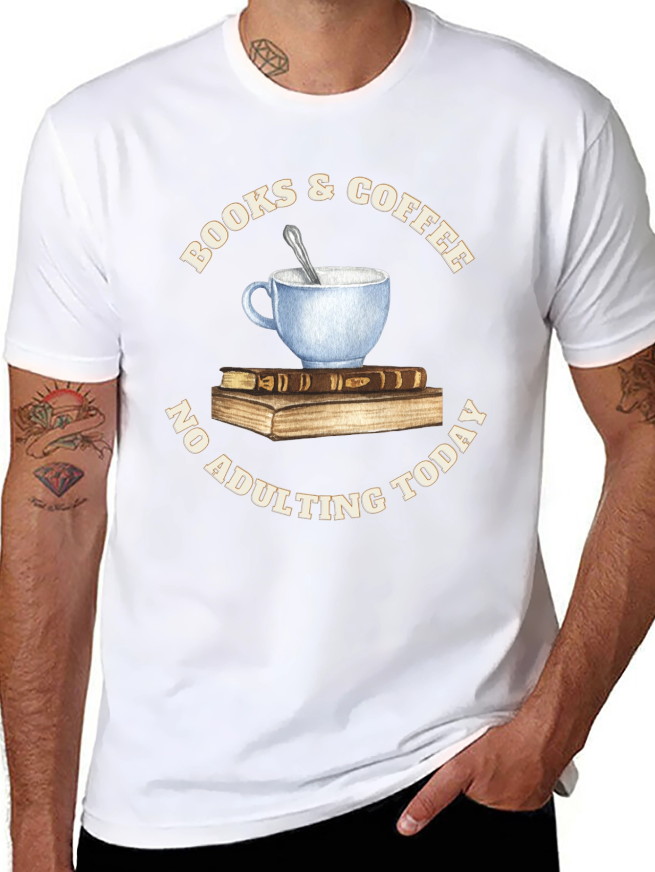 Books & Coffee T-Shirt - No Adulting Today