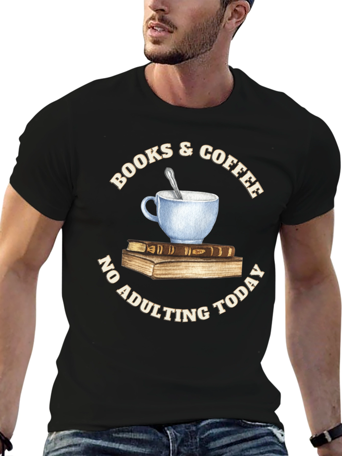 Books & Coffee T-Shirt - No Adulting Today