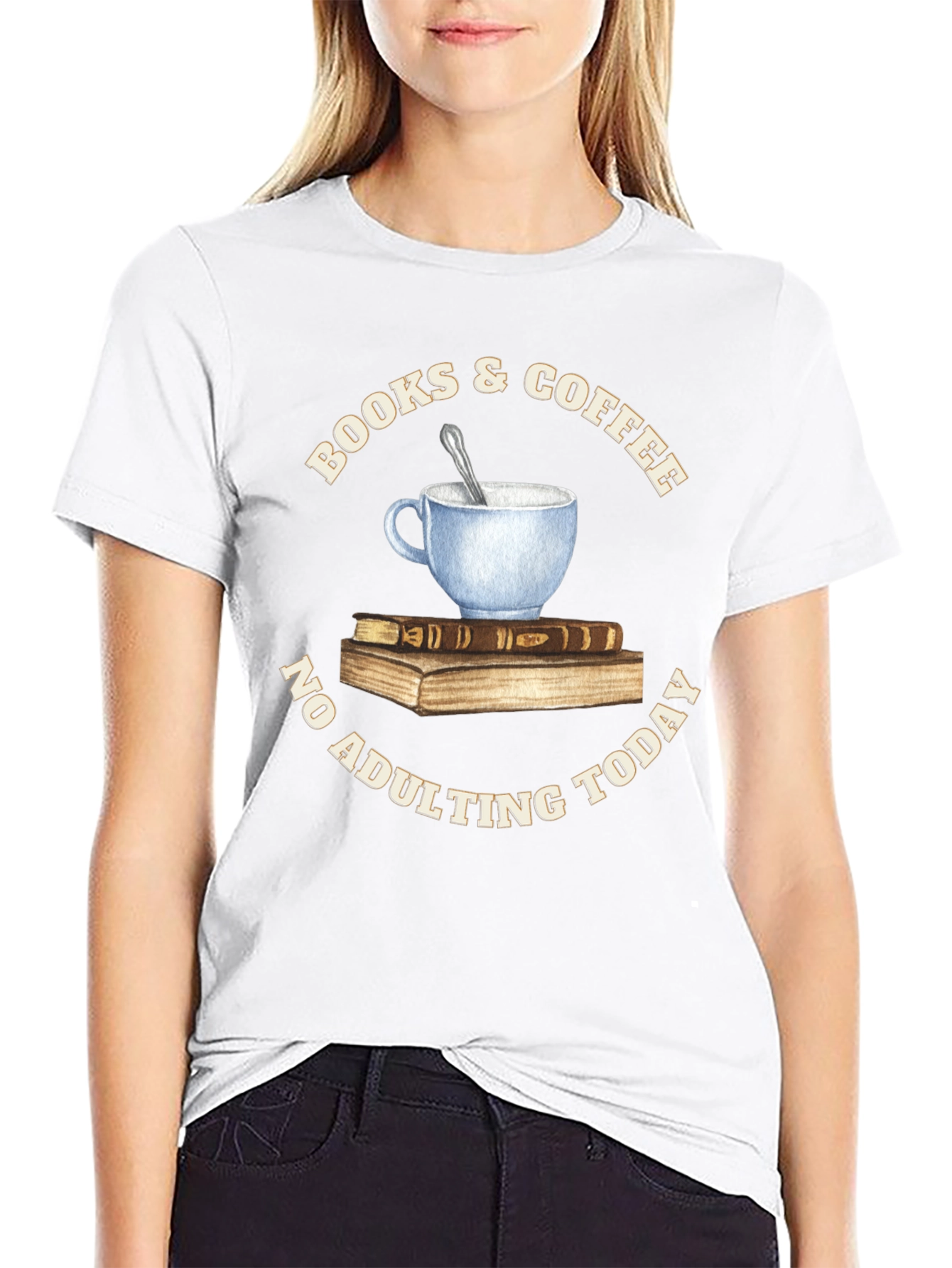 Books & Coffee T-Shirt - No Adulting Today