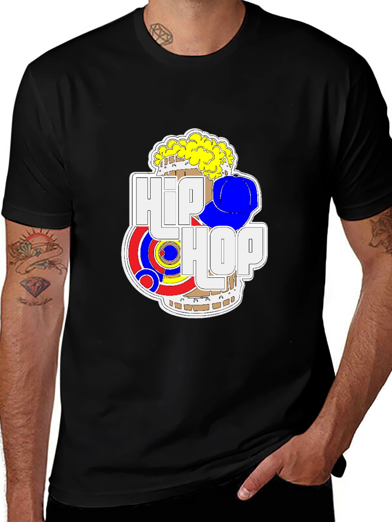 Hip Hop Graphic T-Shirt - Black