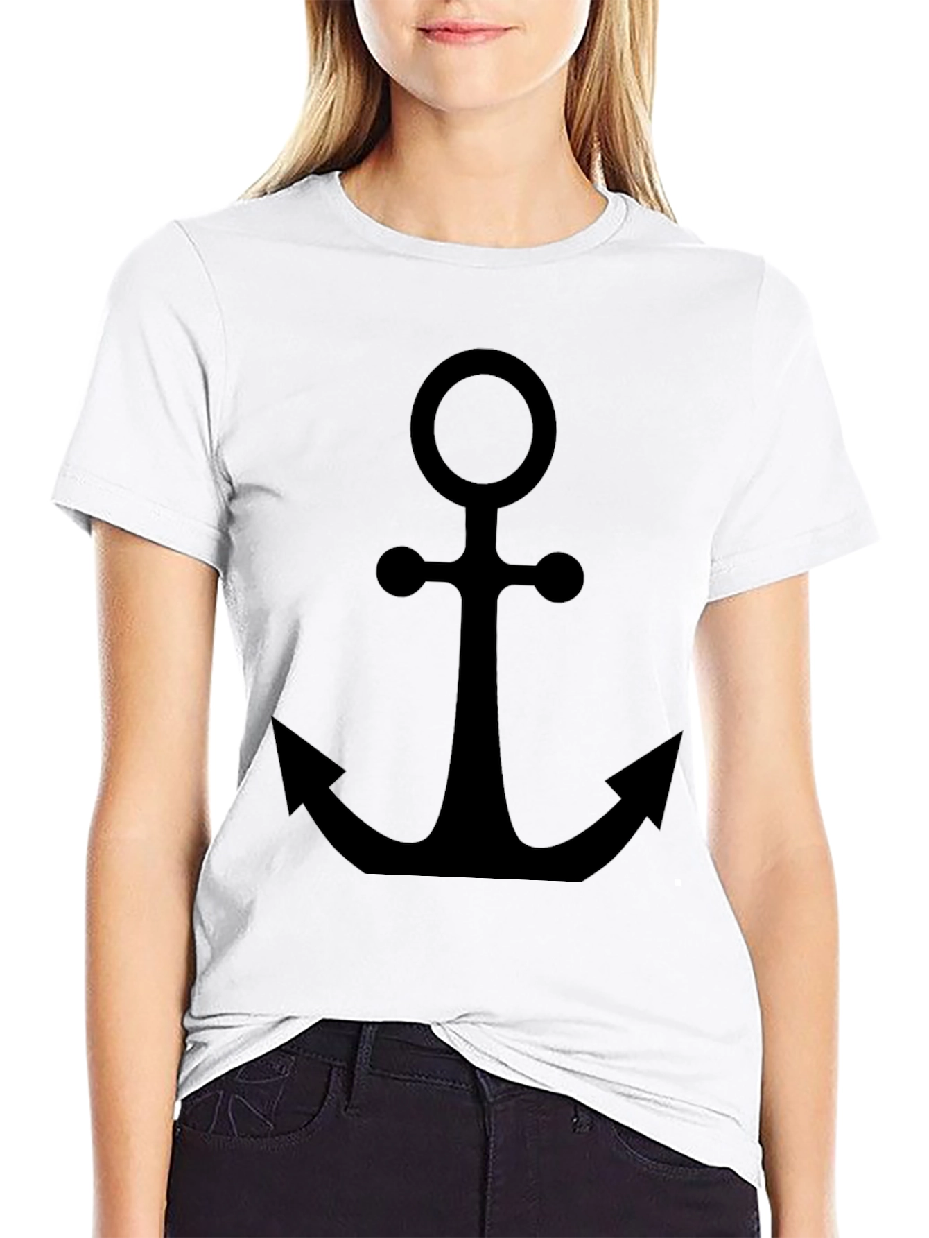 Mens Black Anchor Graphic T-Shirt - Nautical Style