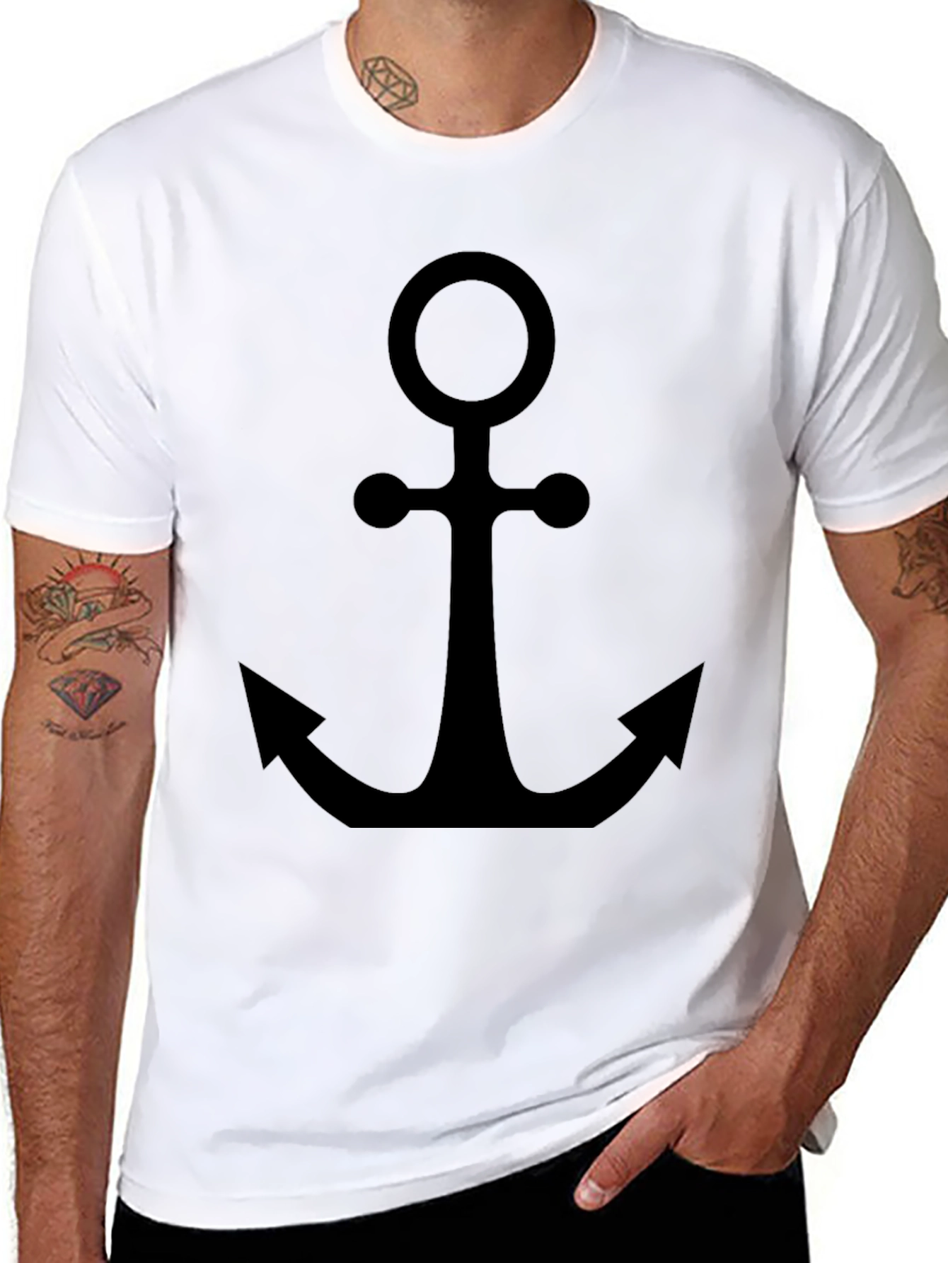 Mens Black Anchor Graphic T-Shirt - Nautical Style
