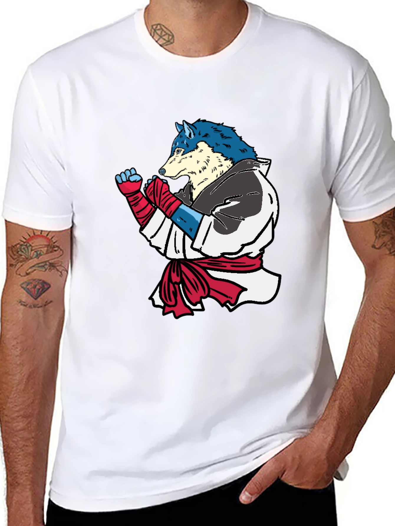 Martial Arts Wolf Graphic T-Shirt