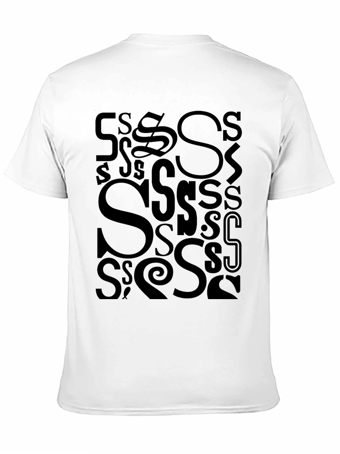 S Letter Print T-Shirt - Casual Cotton Tee
