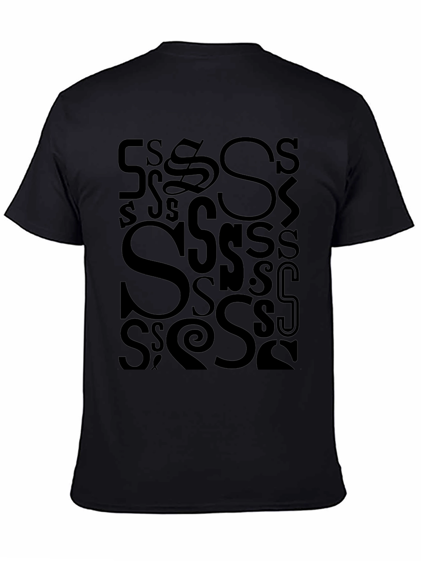 S Letter Print T-Shirt - Casual Cotton Tee