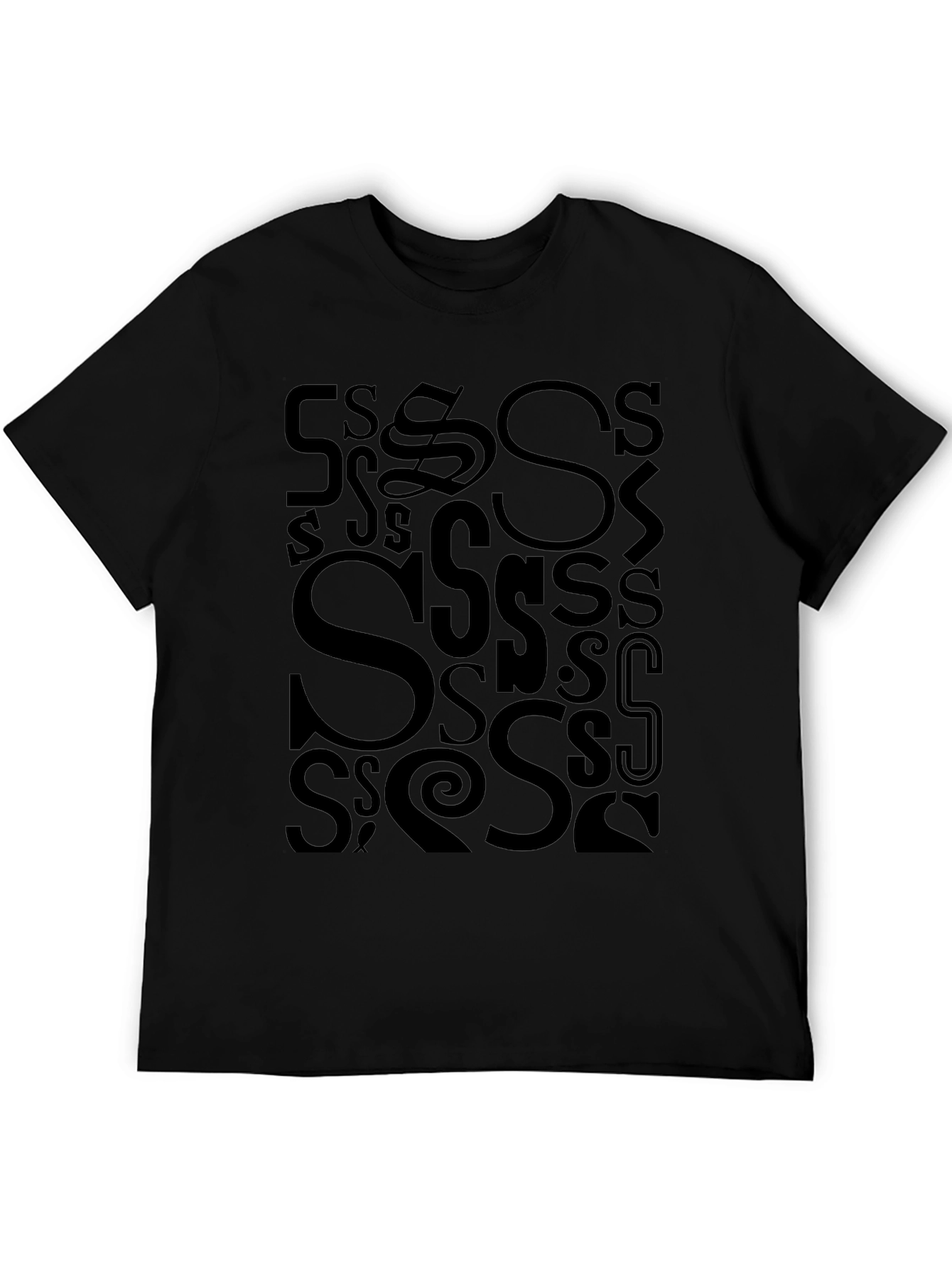 S Letter Print T-Shirt - Casual Cotton Tee