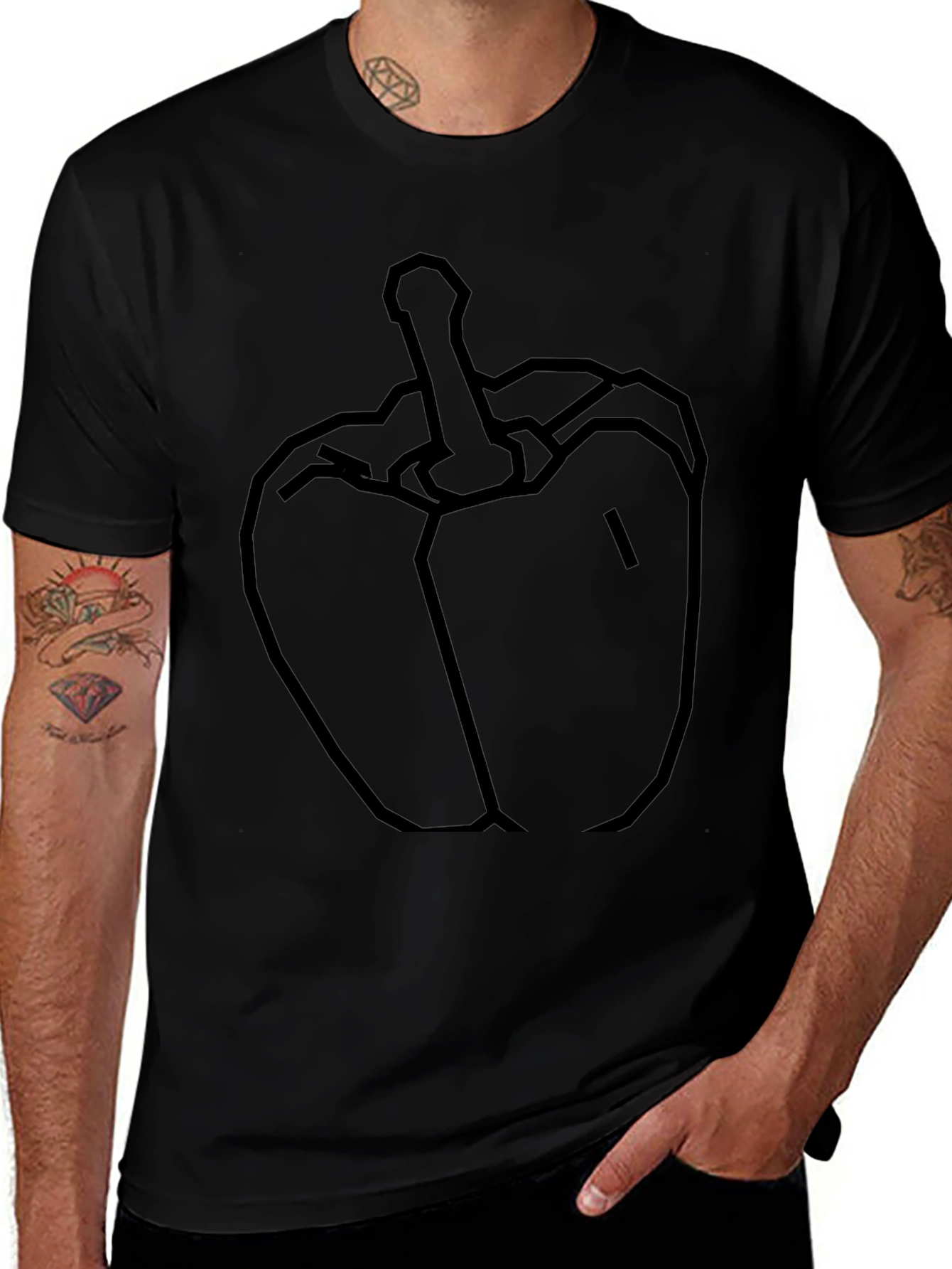 Bold Pepper Graphic Tee - Black Cotton Blend