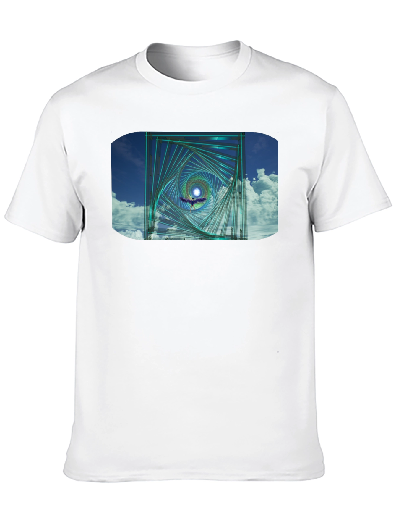 Geometric Spiral Graphic Black T-Shirt