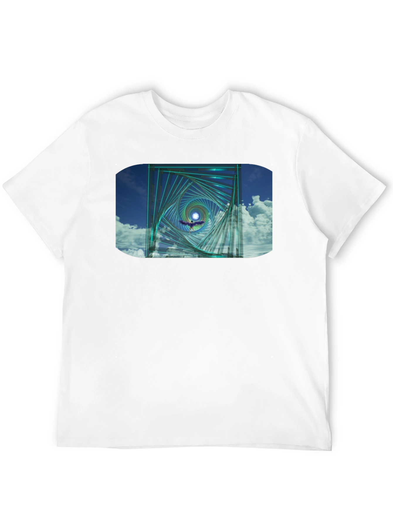Geometric Spiral Graphic Black T-Shirt