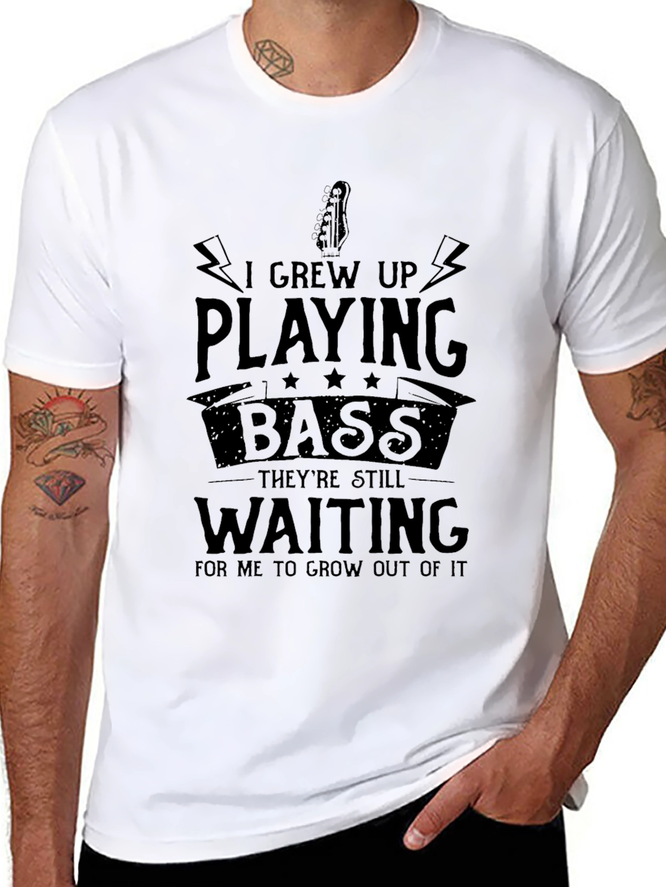 Bass Guitar Player T-Shirt: I Grew Up Playing Bass
