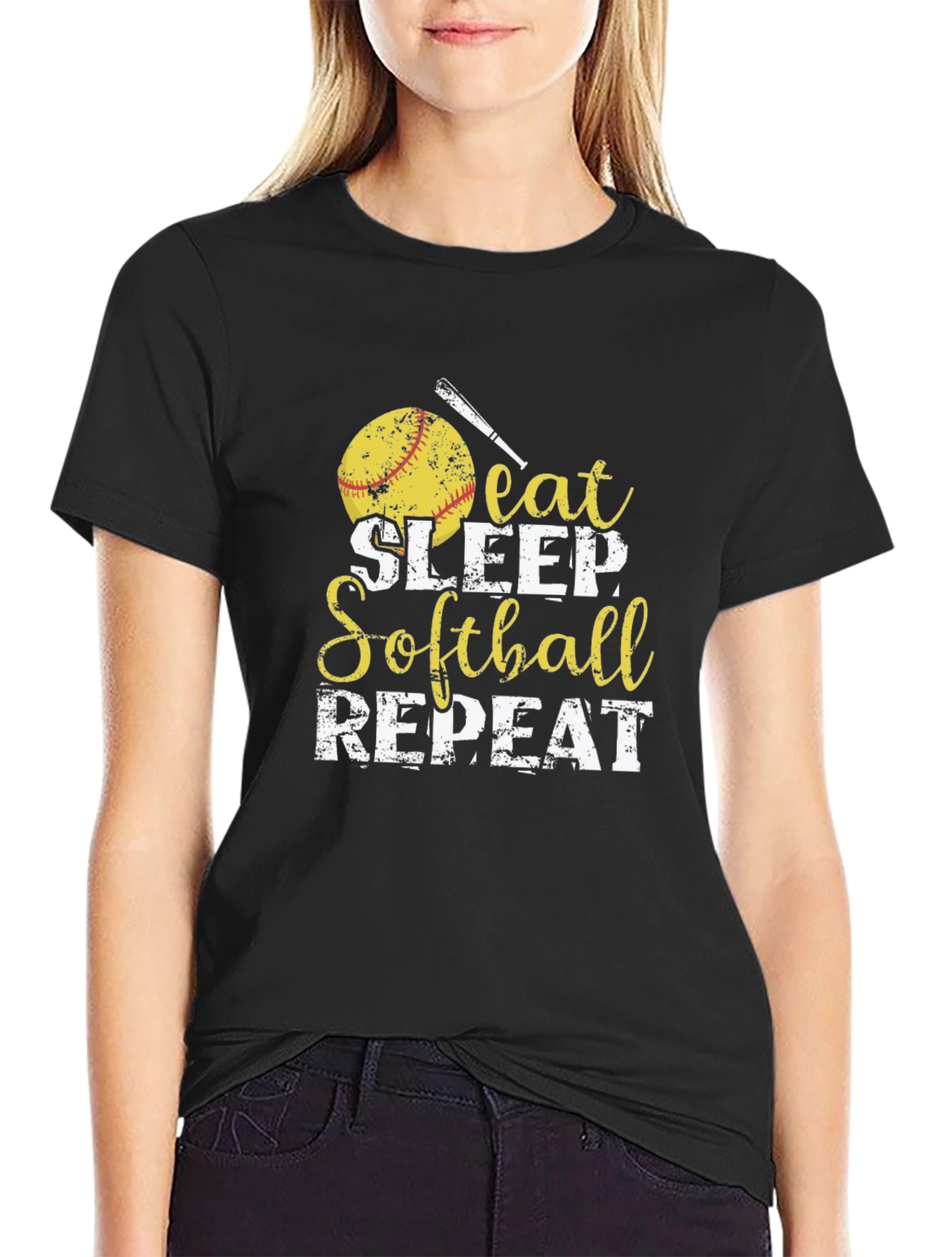 Eat Sleep Softball Repeat T-Shirt