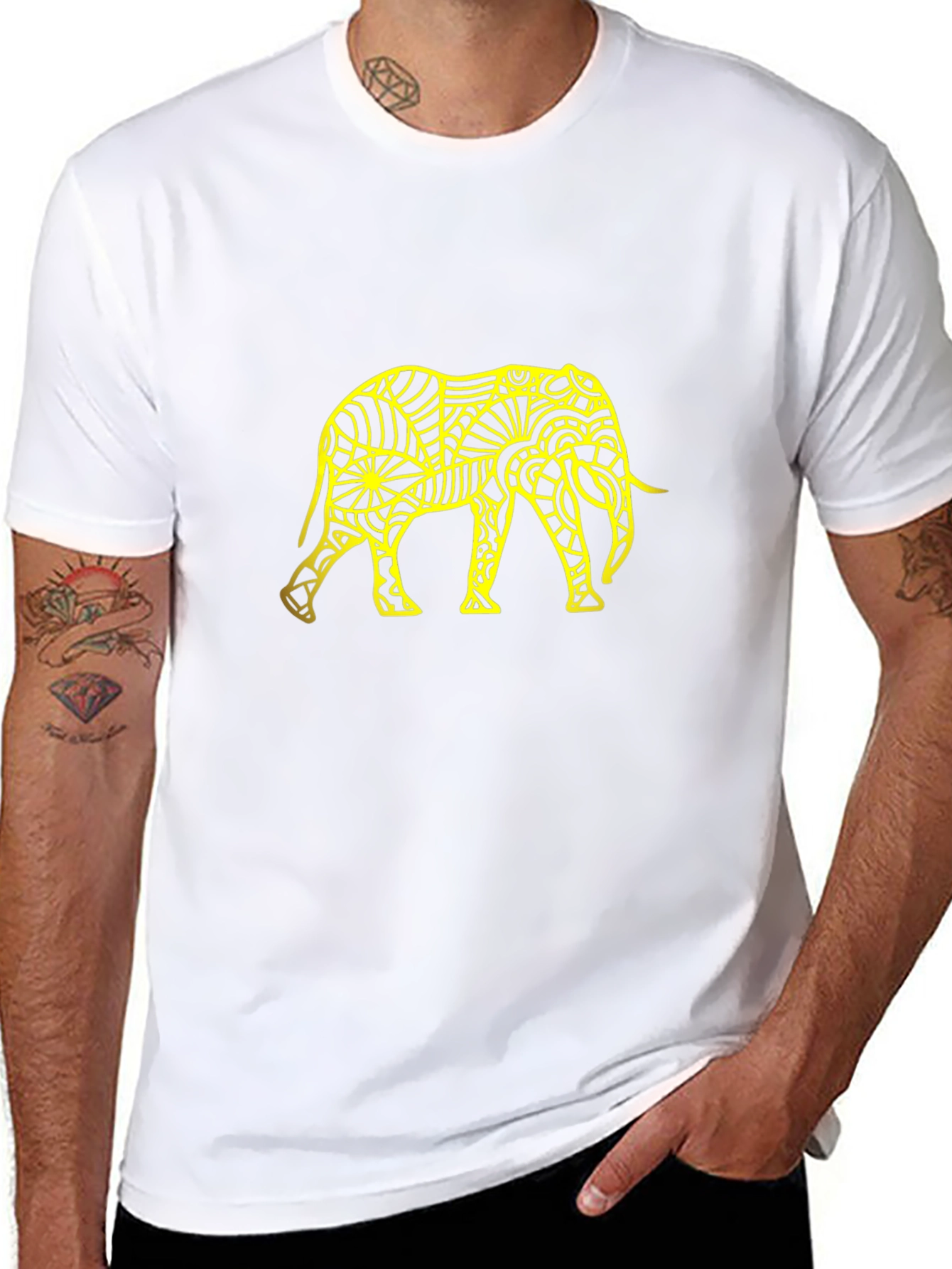 Abstract Elephant Graphic Tee - Black