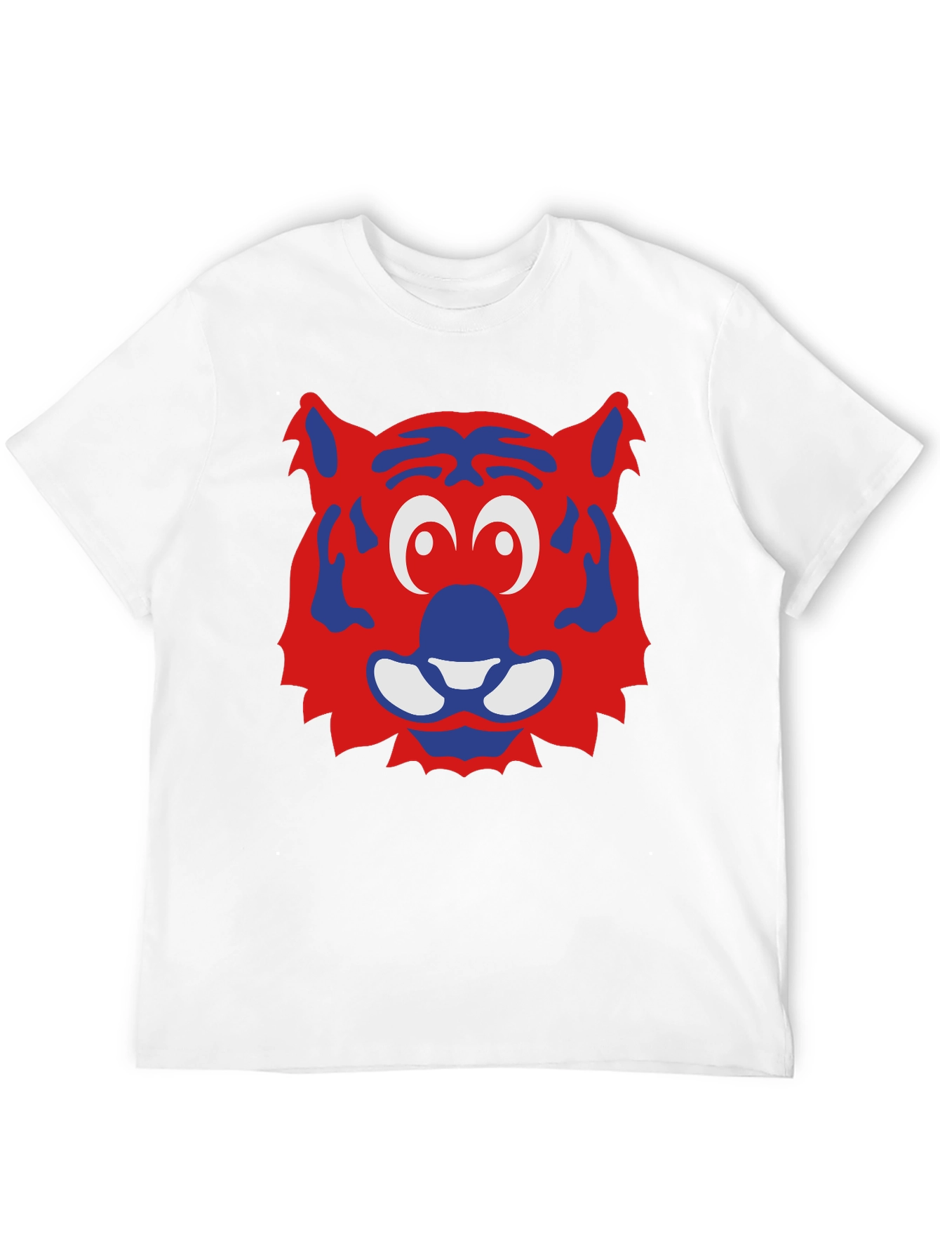 Fun Cartoon Tiger Face Graphic Tee - Black