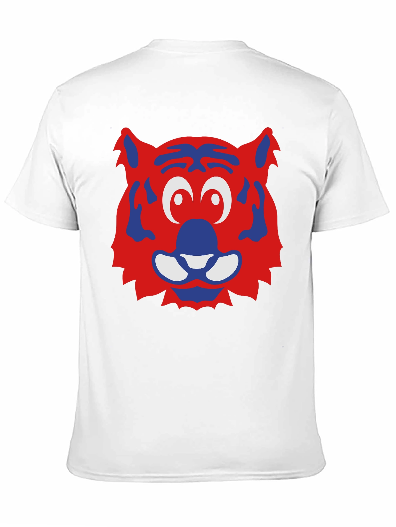 Fun Cartoon Tiger Face Graphic Tee - Black