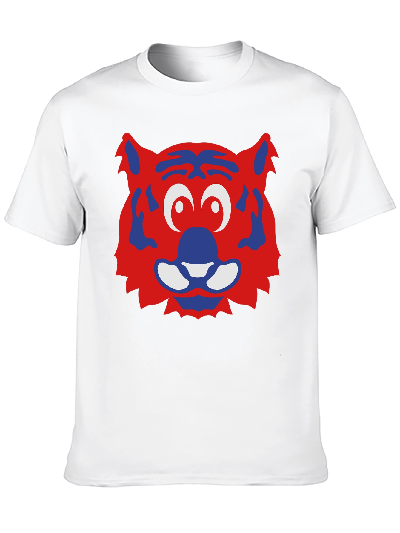 Fun Cartoon Tiger Face Graphic Tee - Black
