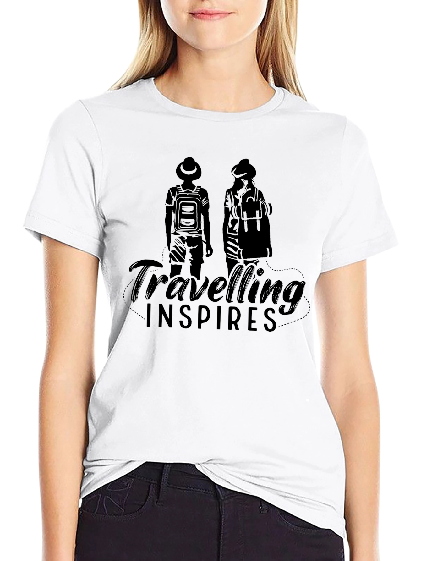 Traveling Inspires Black Graphic T-Shirt