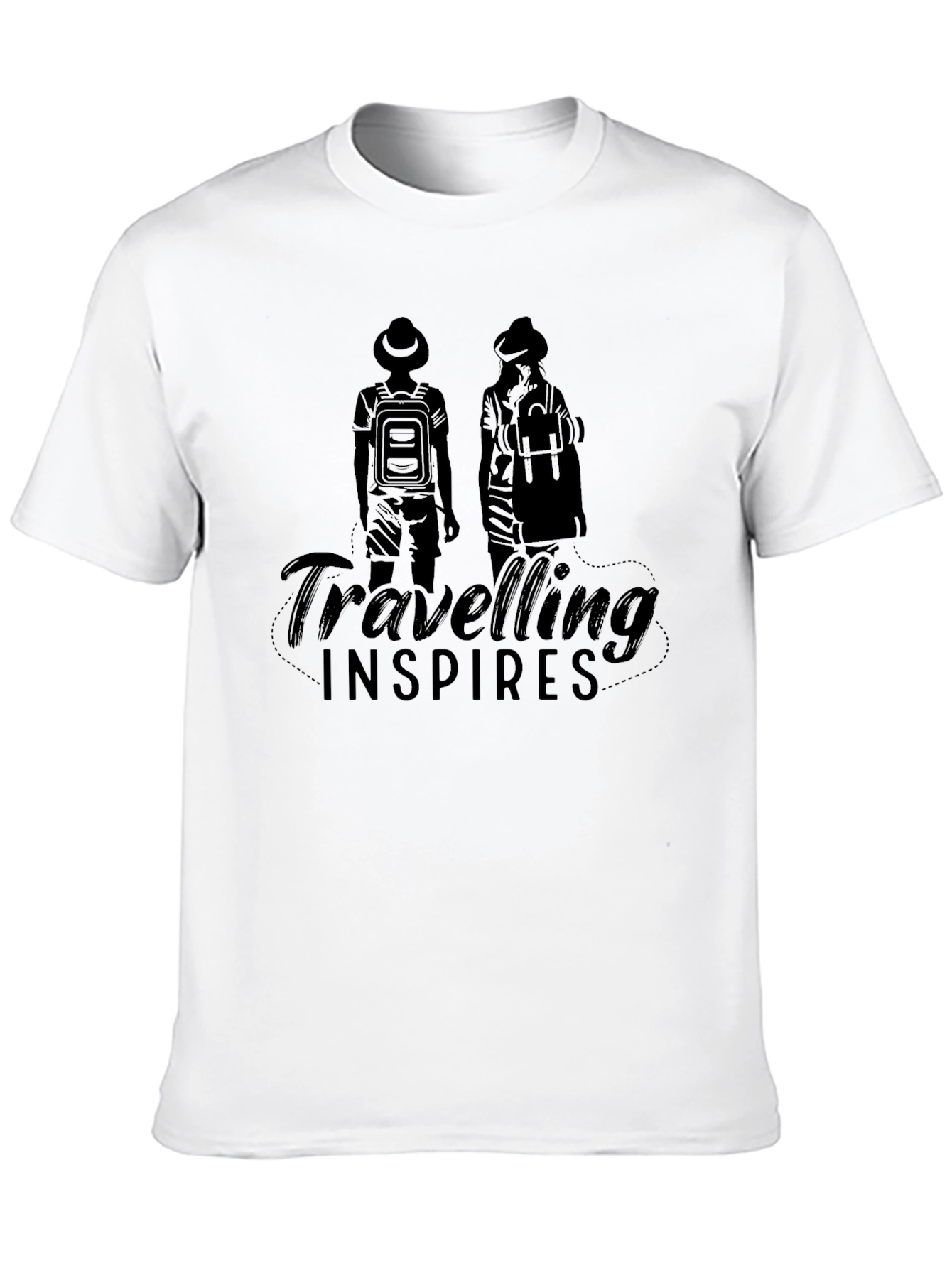 Traveling Inspires Black Graphic T-Shirt