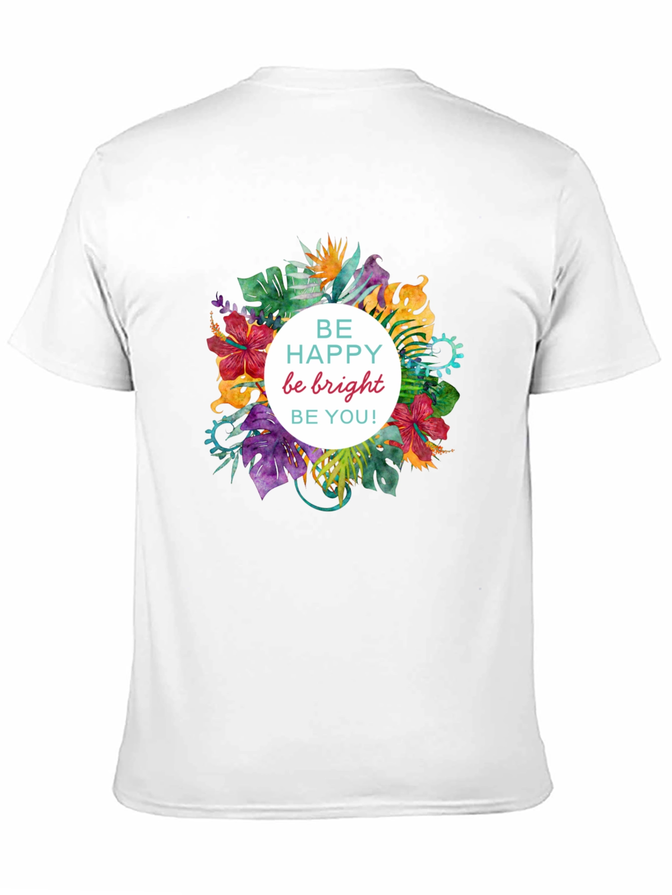 Be Happy Floral Graphic Black T-Shirt