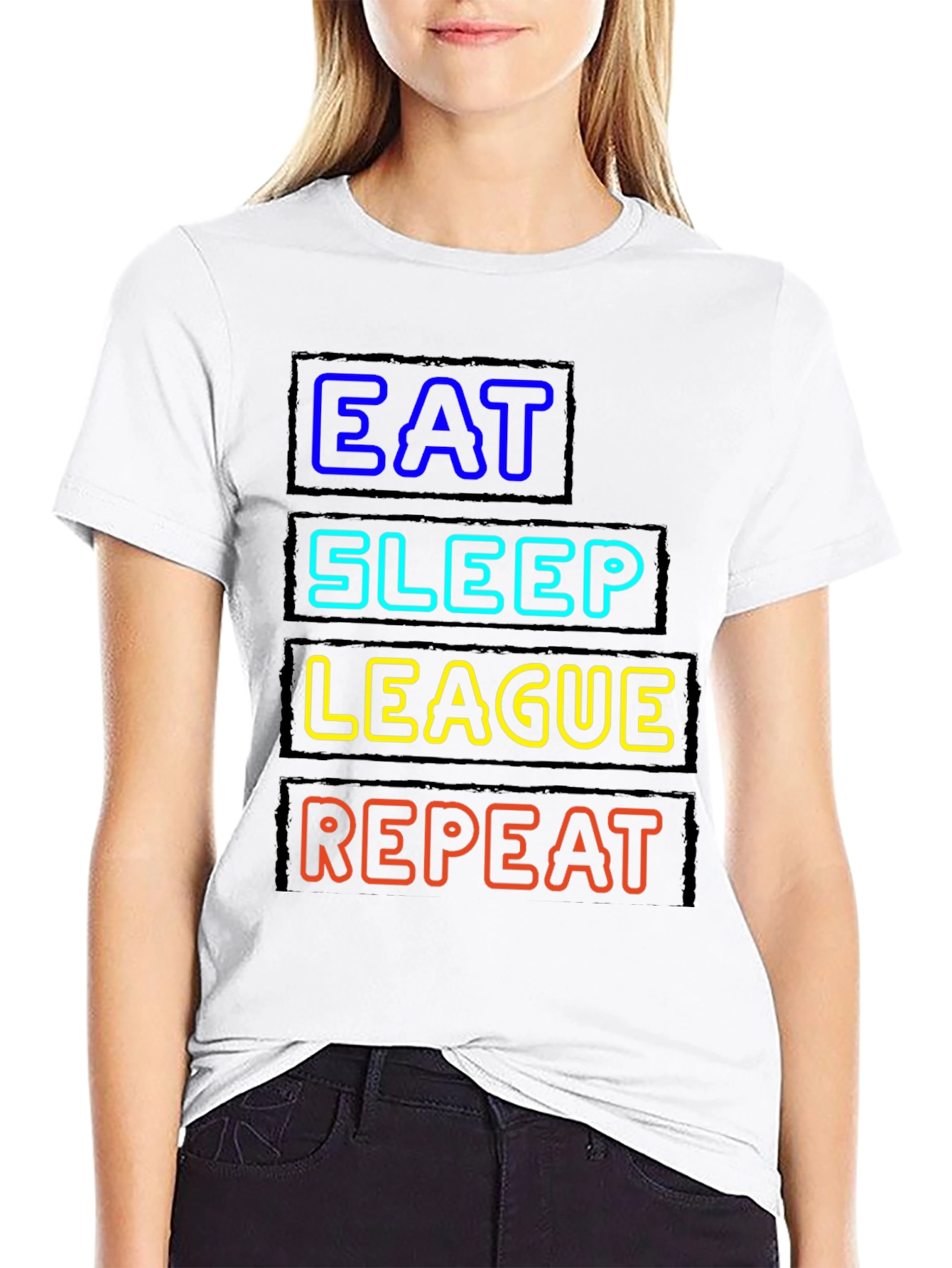 Eat Sleep League Repeat Black T-Shirt