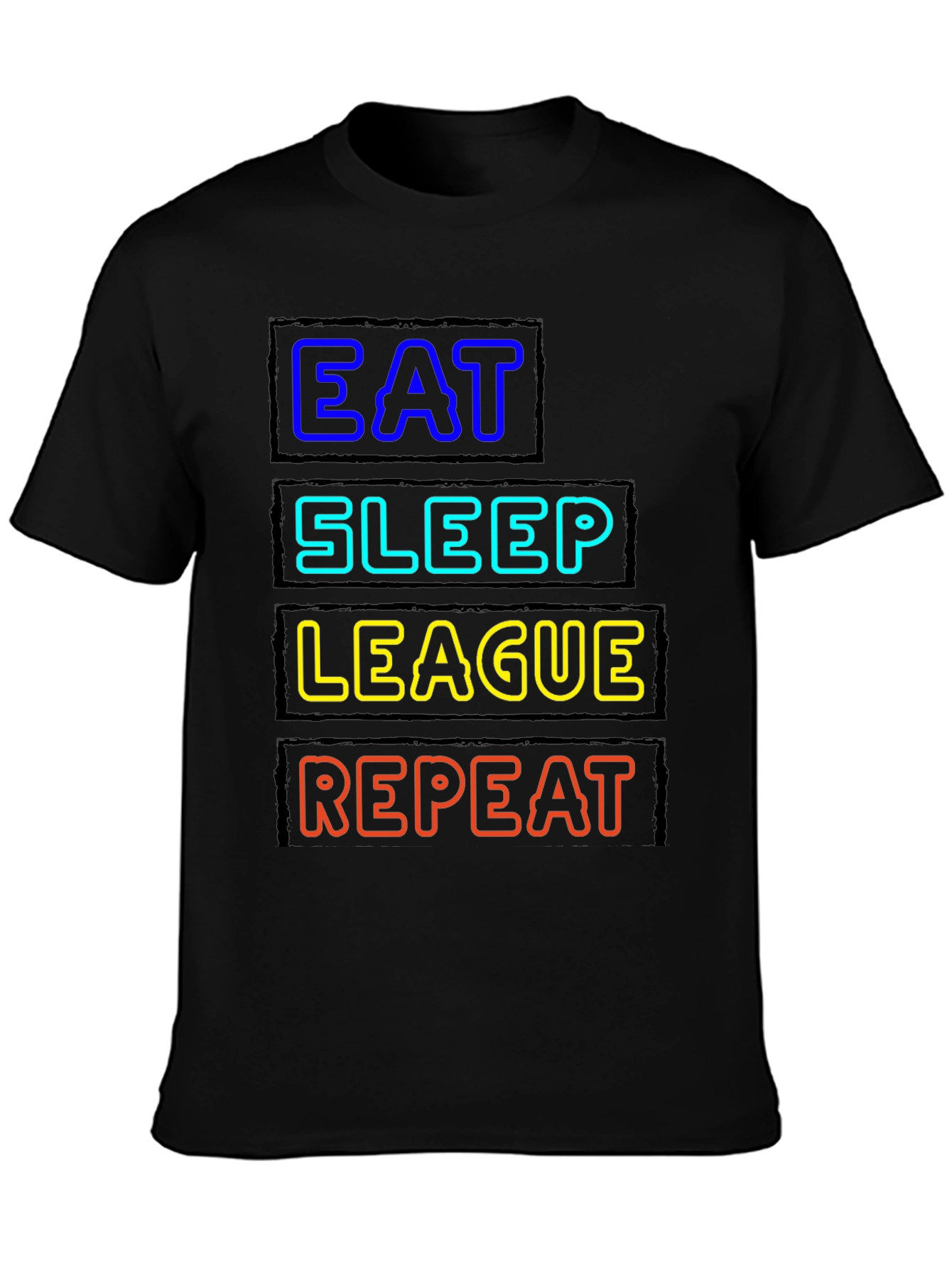 Eat Sleep League Repeat Black T-Shirt