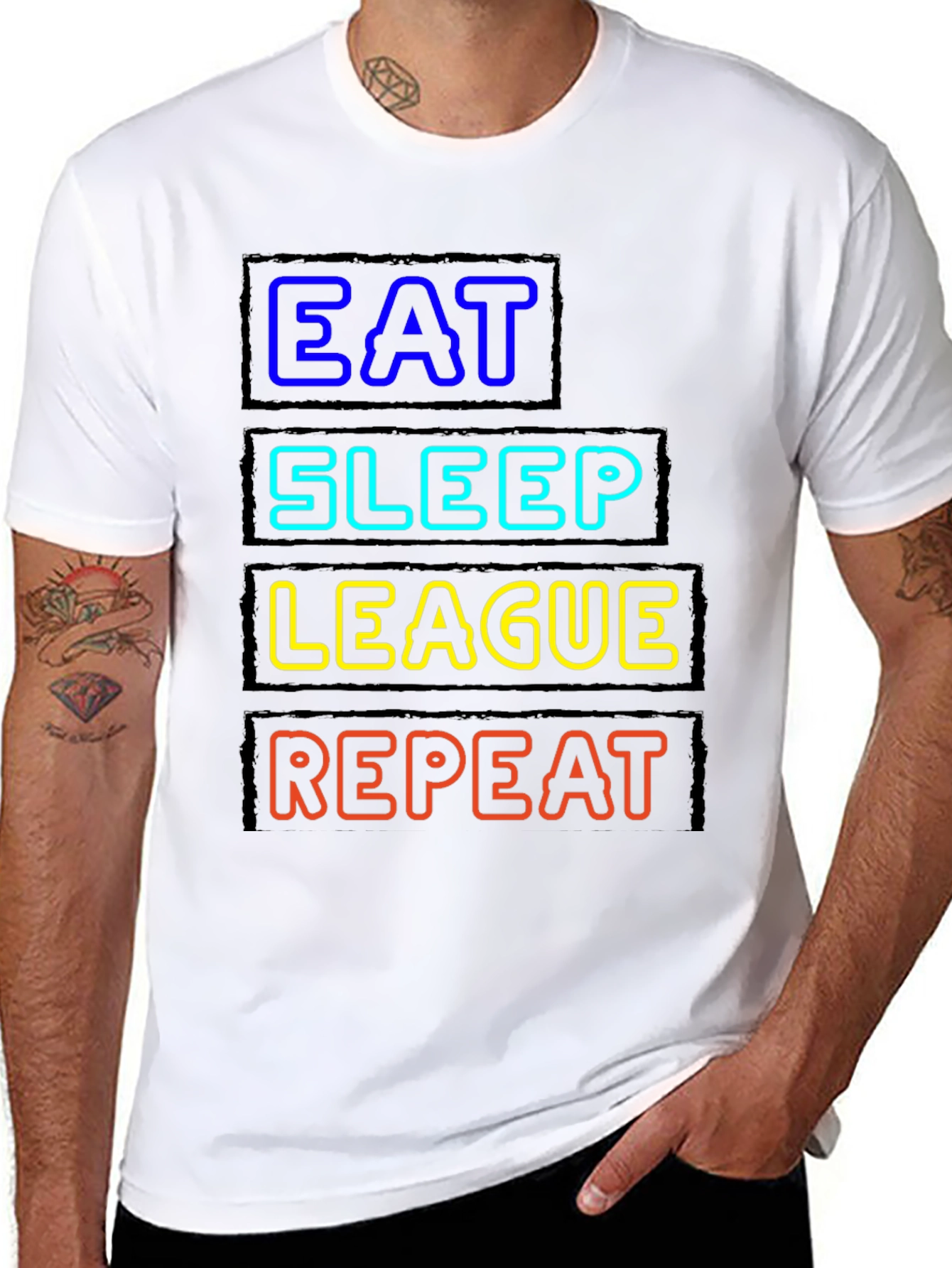 Eat Sleep League Repeat Black T-Shirt