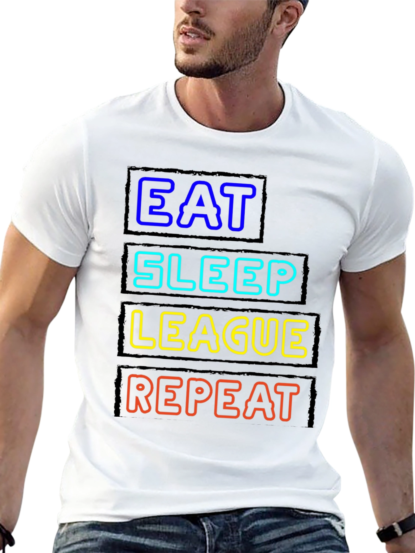 Eat Sleep League Repeat Black T-Shirt