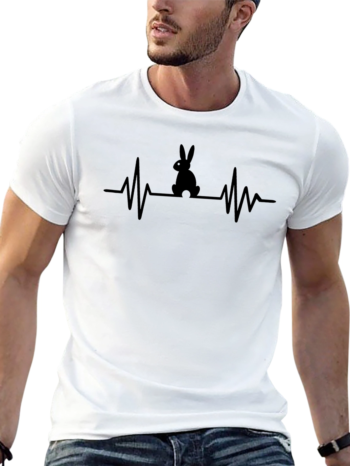 Bunny Heartbeat T-Shirt - Easter Rabbit Design