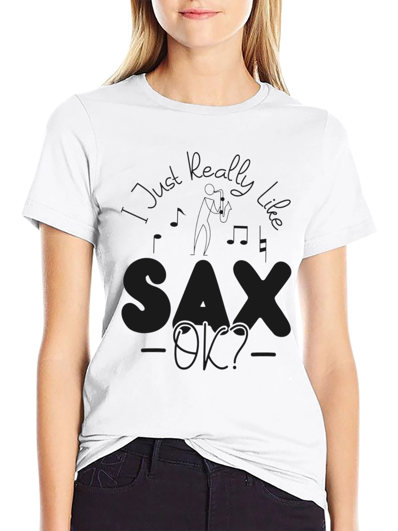 Sax OK? Black Graphic Tee - Music Lover T-Shirt