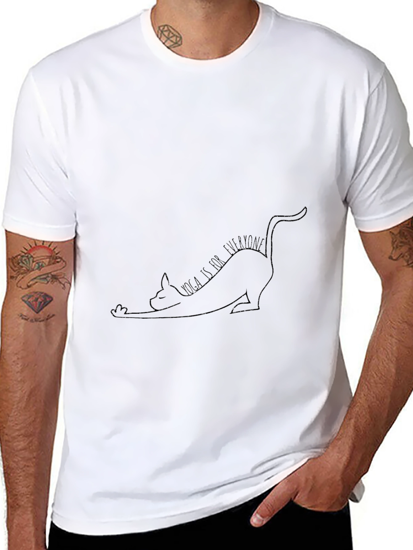 Yoga Cat T-Shirt - Relaxed Fit Comfy Black Tee