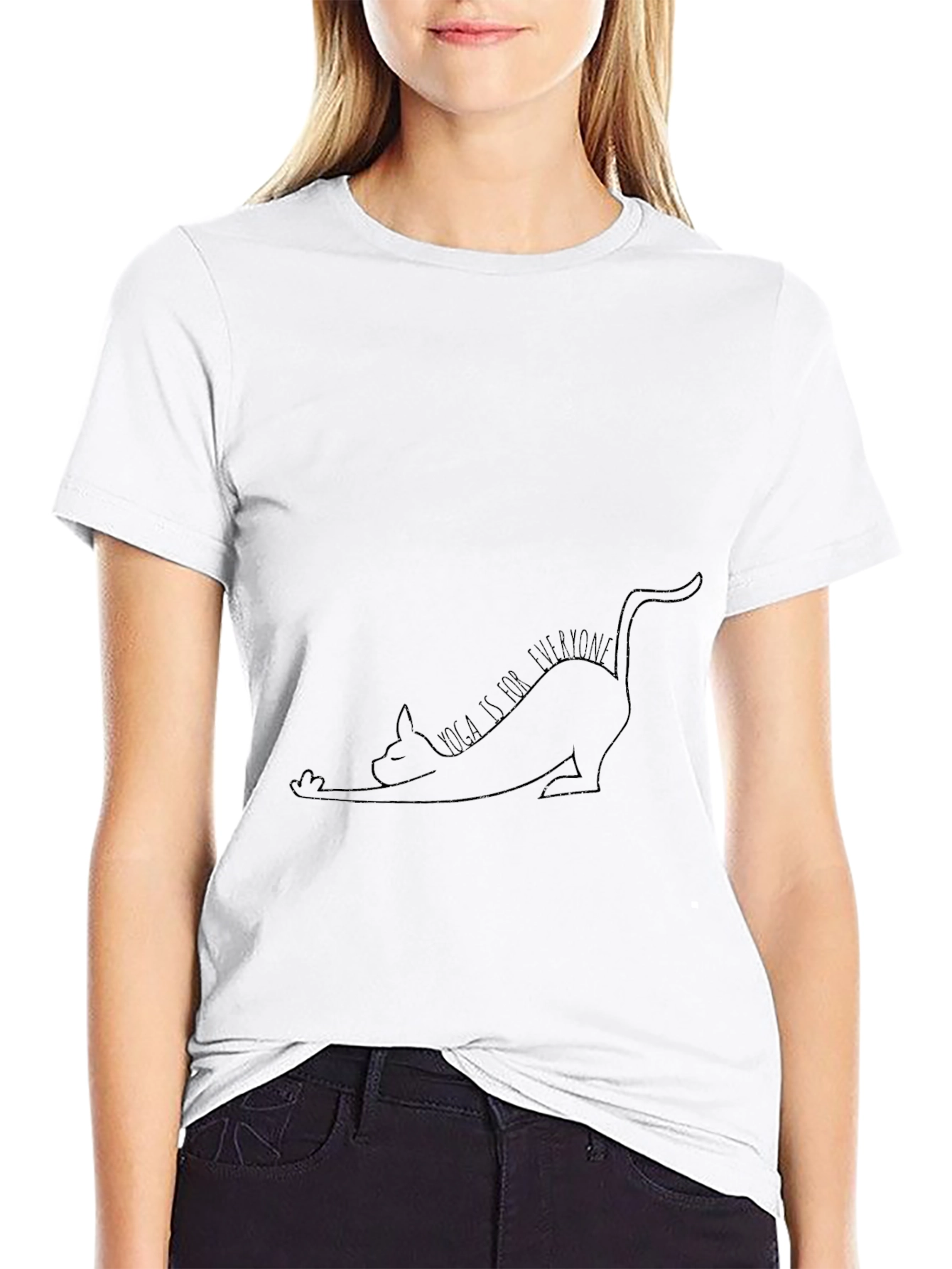 Yoga Cat T-Shirt - Relaxed Fit Comfy Black Tee