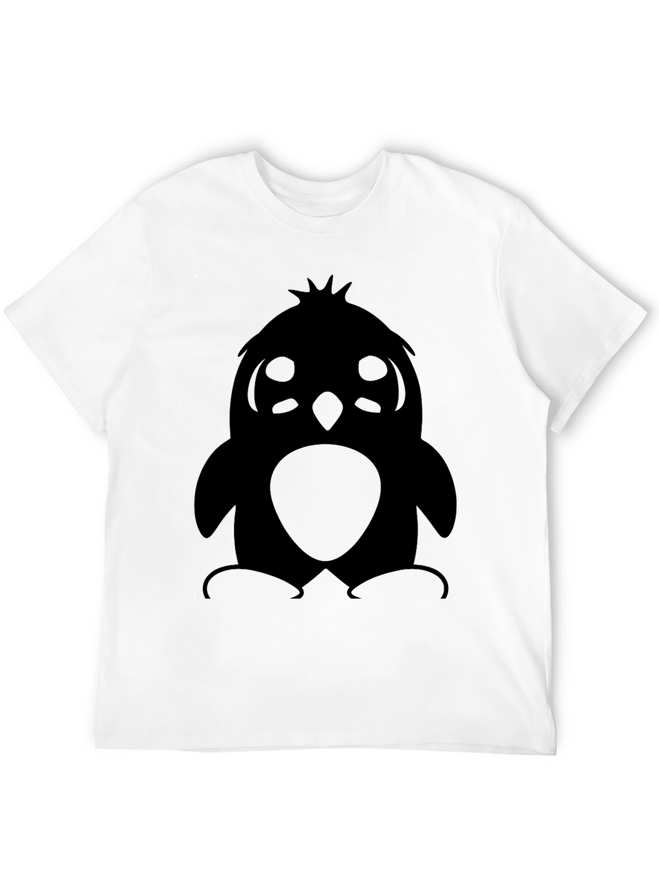 Cute Penguin Graphic Print T-Shirt - Black