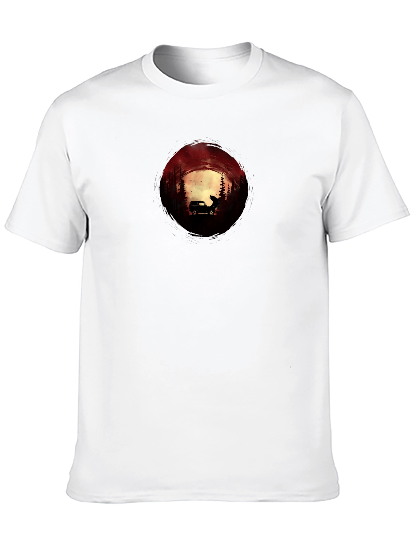 Silhouette Car & Wolf T-Shirt - Adventure Design