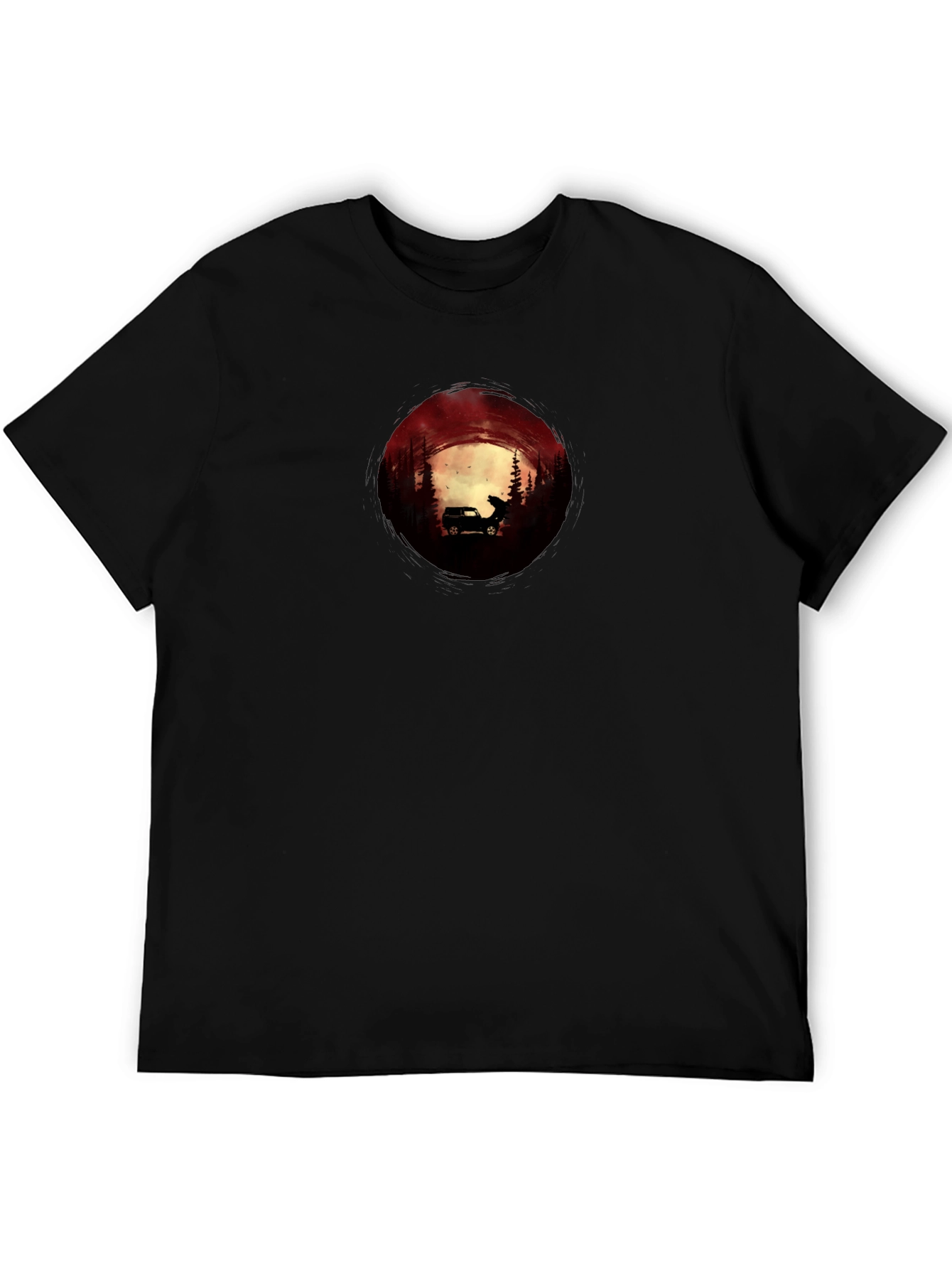 Silhouette Car & Wolf T-Shirt - Adventure Design