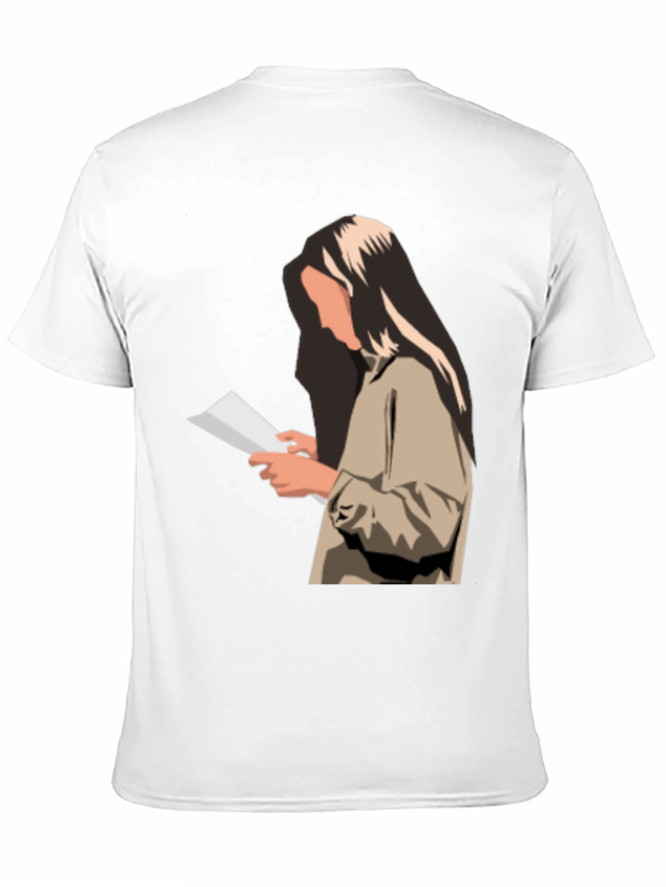 Stylish Graphic Print T-Shirt - Reading Woman Design