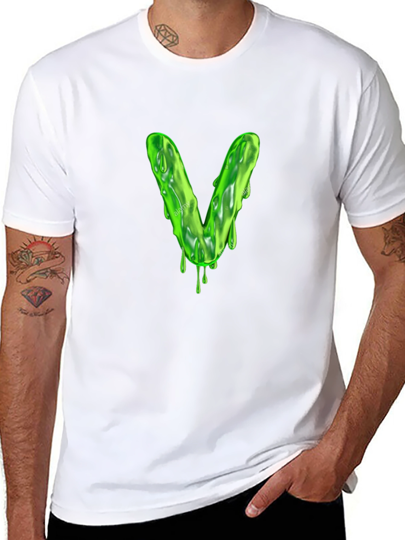 Slime Letter V Graphic Tee - Mens Black T-Shirt