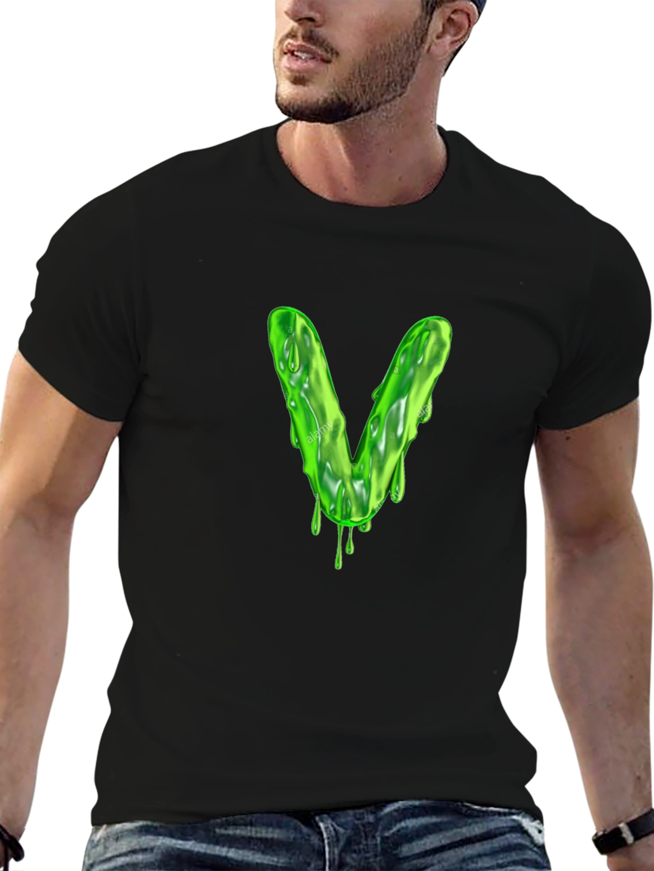 Slime Letter V Graphic Tee - Mens Black T-Shirt