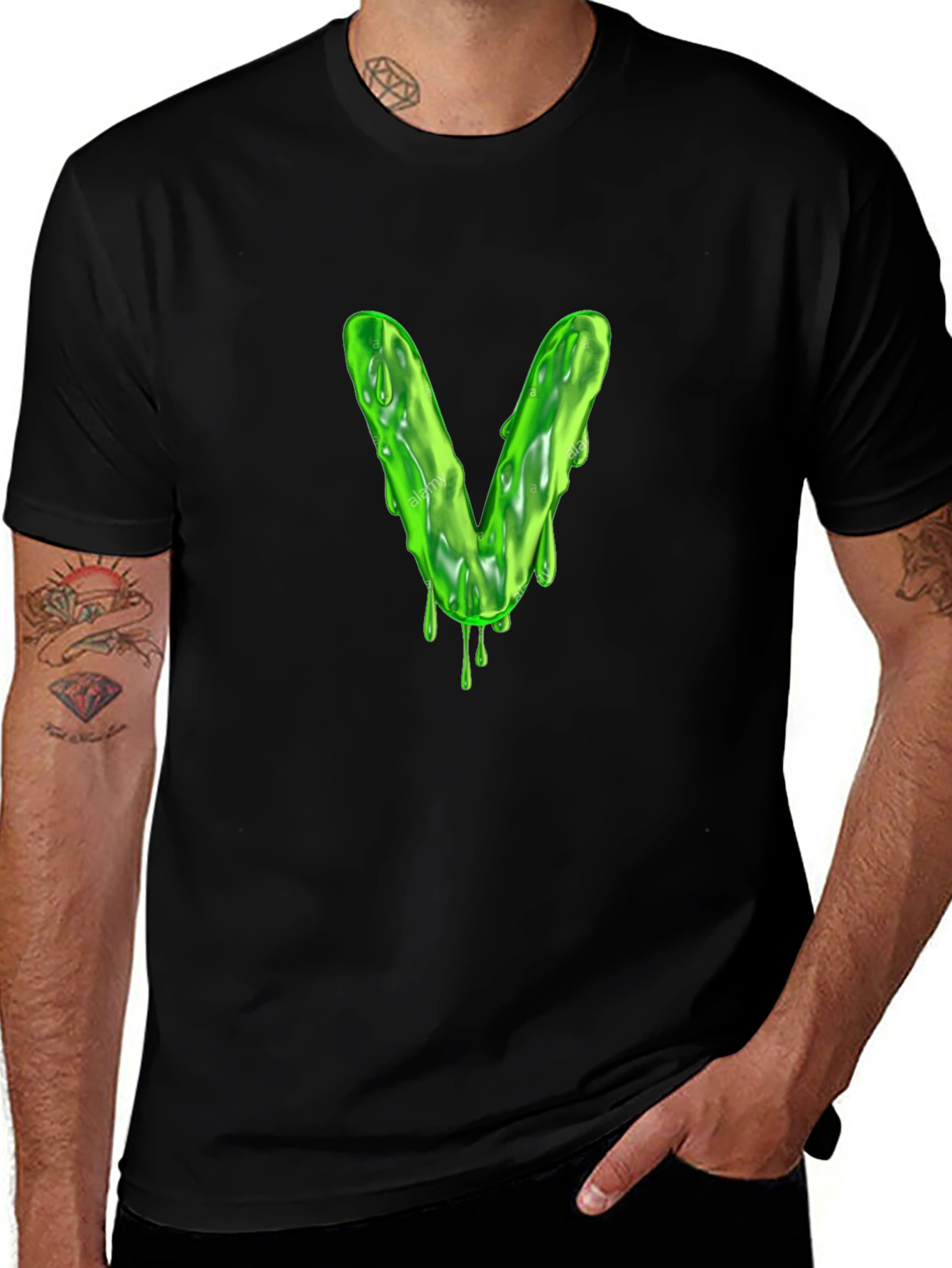 Slime Letter V Graphic Tee - Mens Black T-Shirt