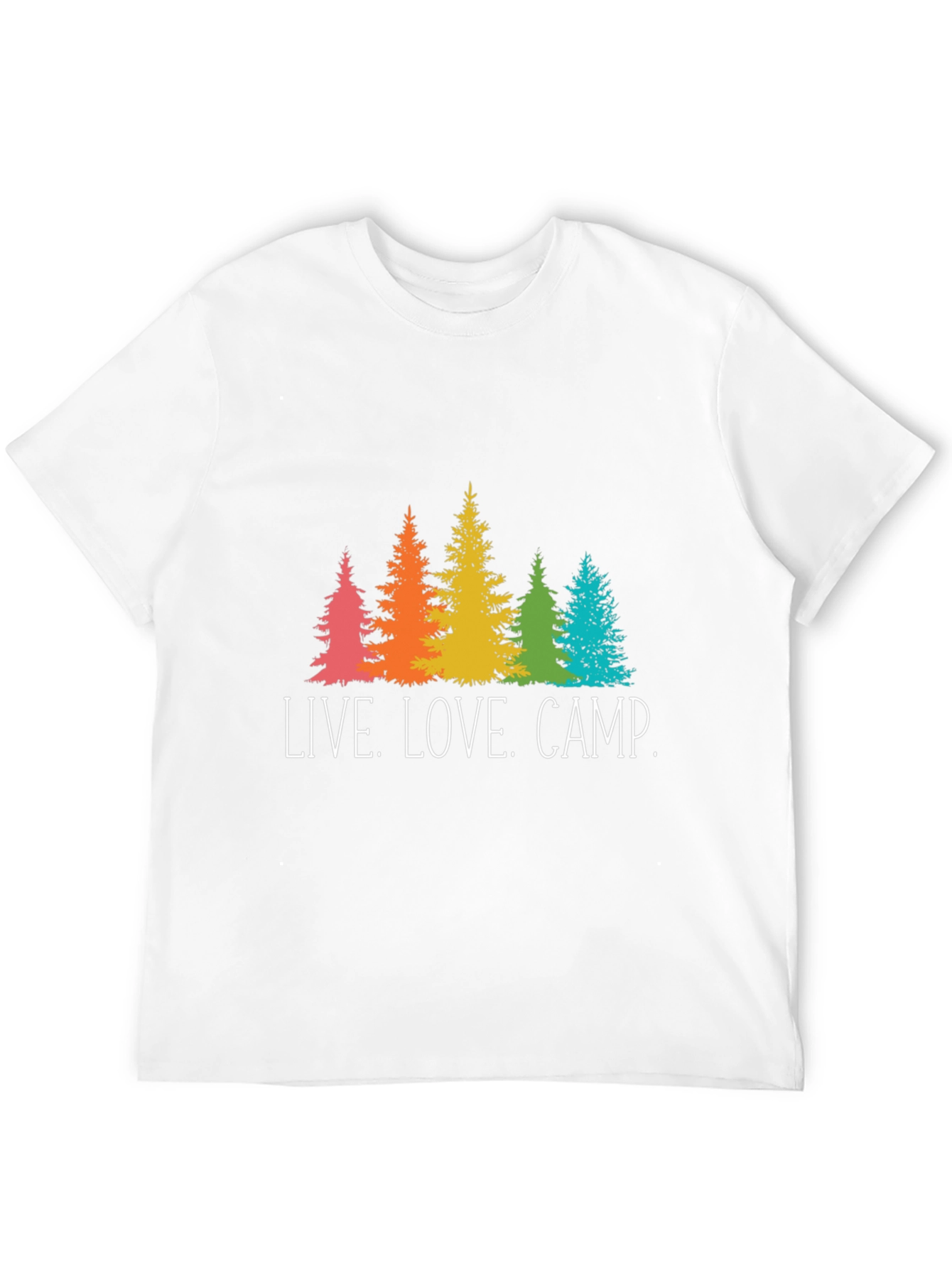 Live. Love. Camp. T-Shirt - Rainbow Tree Graphic Tee