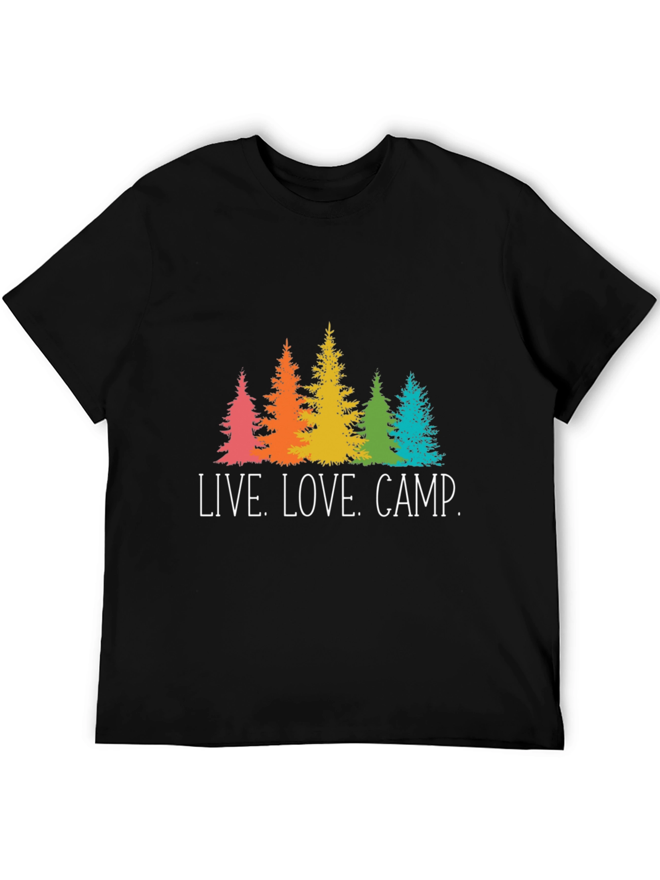 Live. Love. Camp. T-Shirt - Rainbow Tree Graphic Tee