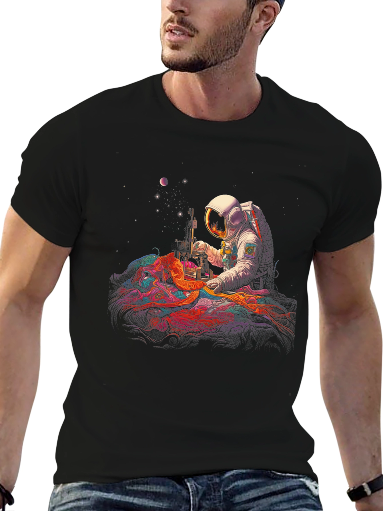 Astronaut Tailor T-Shirt: Cosmic Sewing