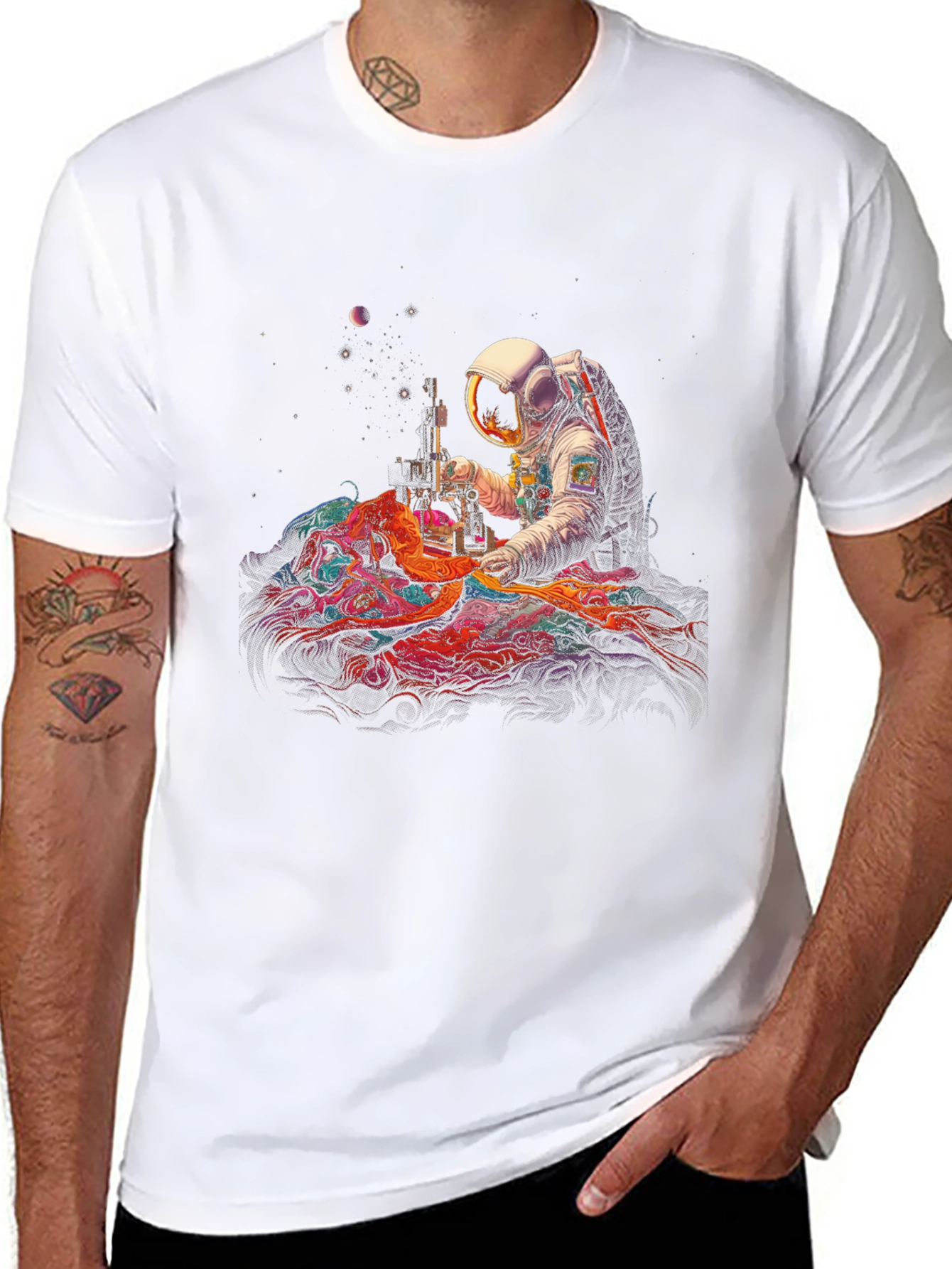 Astronaut Tailor T-Shirt: Cosmic Sewing