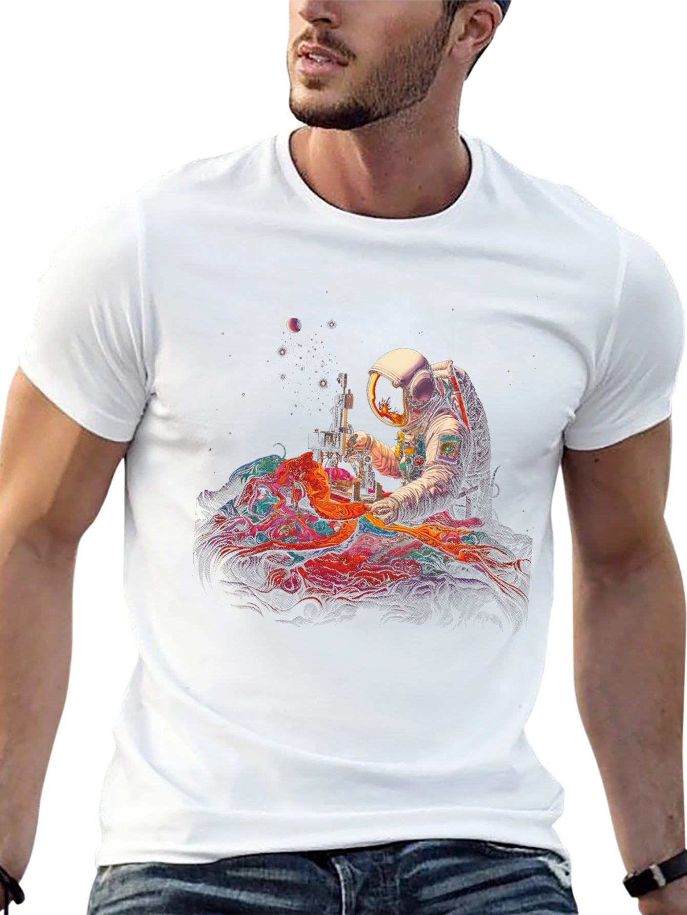 Astronaut Tailor T-Shirt: Cosmic Sewing