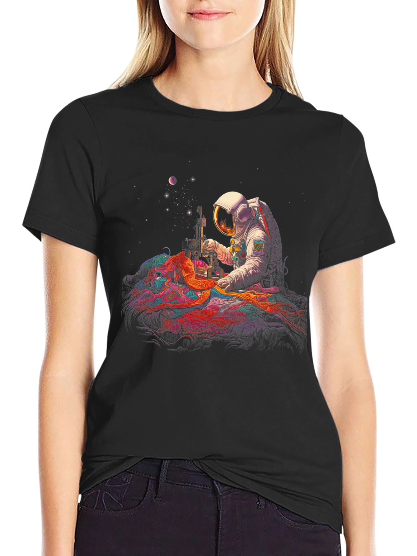 Astronaut Tailor T-Shirt: Cosmic Sewing